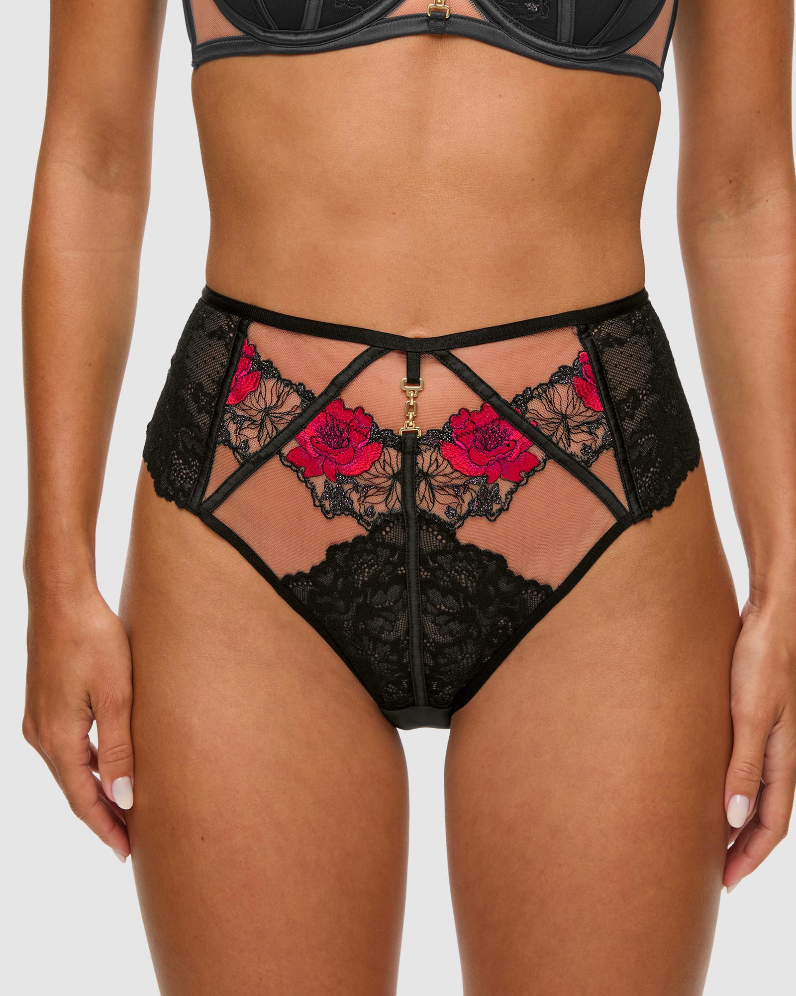 Caged Rose High Waist Brazilian