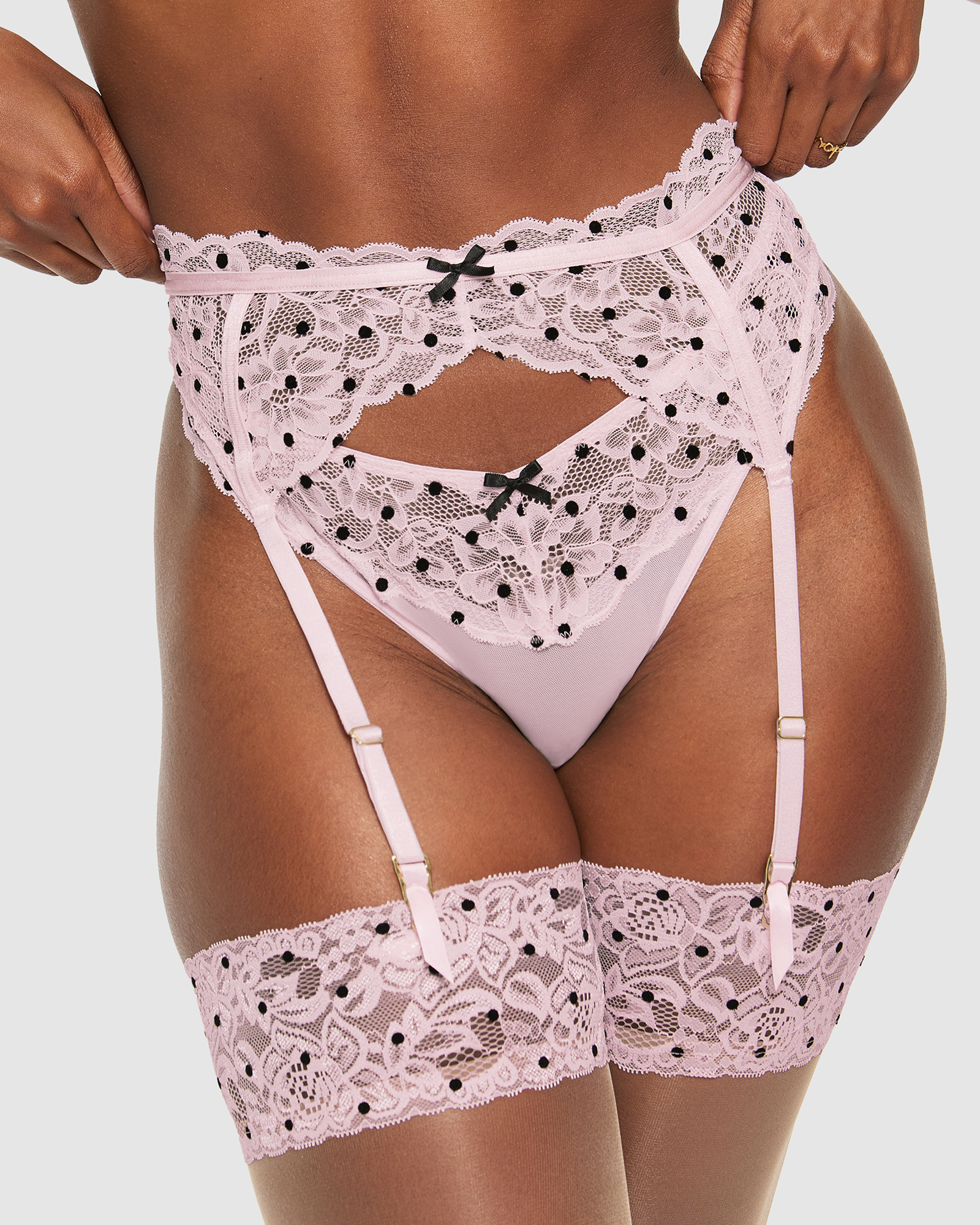 Sexy Lace Flocked Suspender Belt
