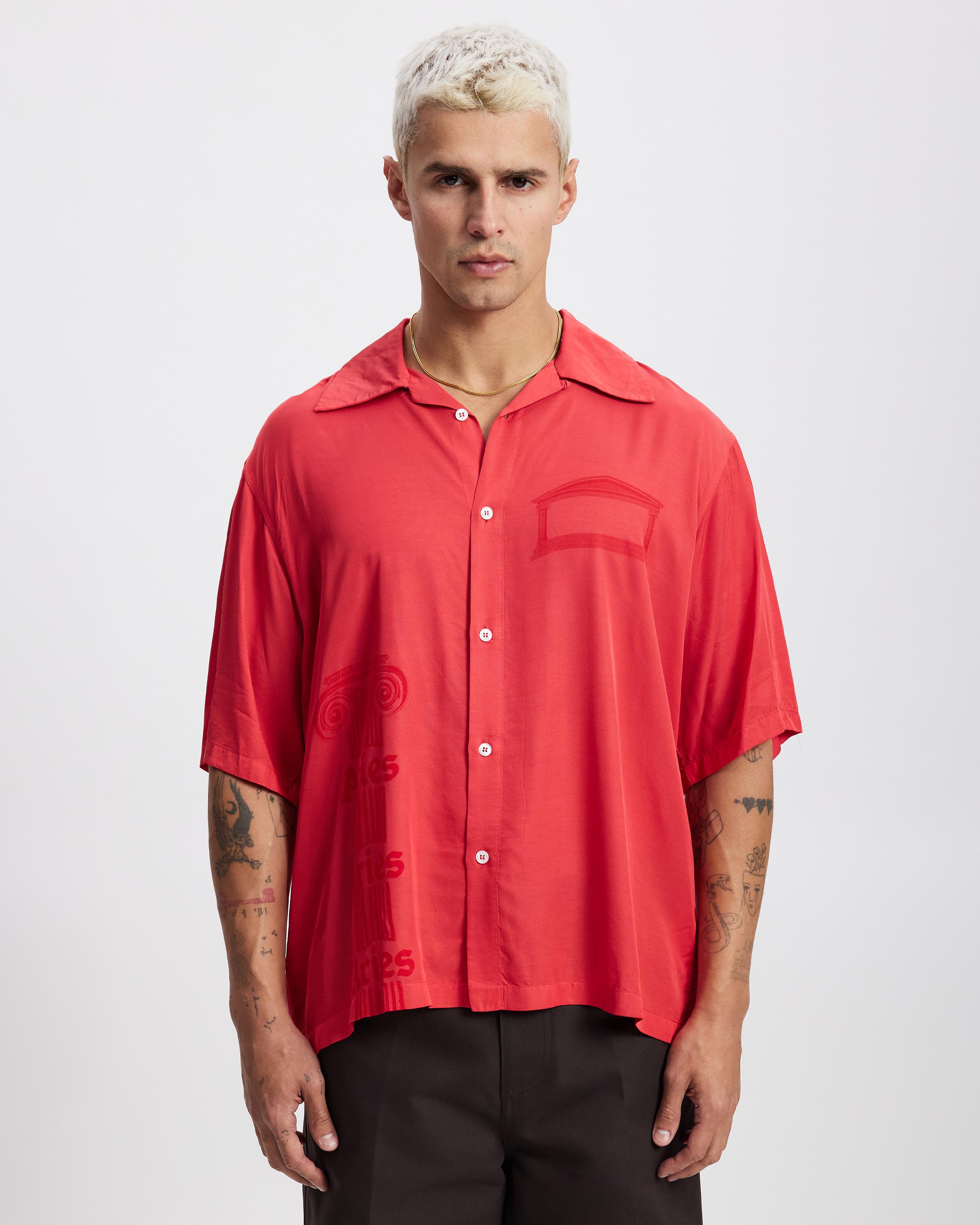 Ancient Column Satin Viscose Hawaiian Shirt