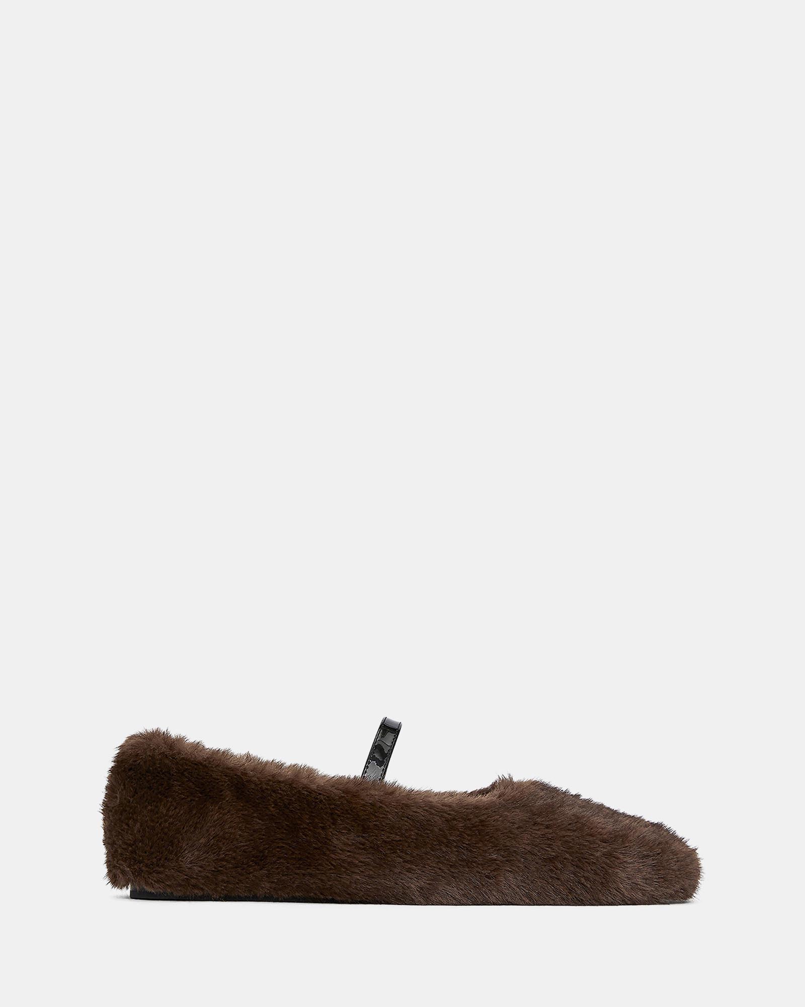 Faux-Fur Mary Jane Flats