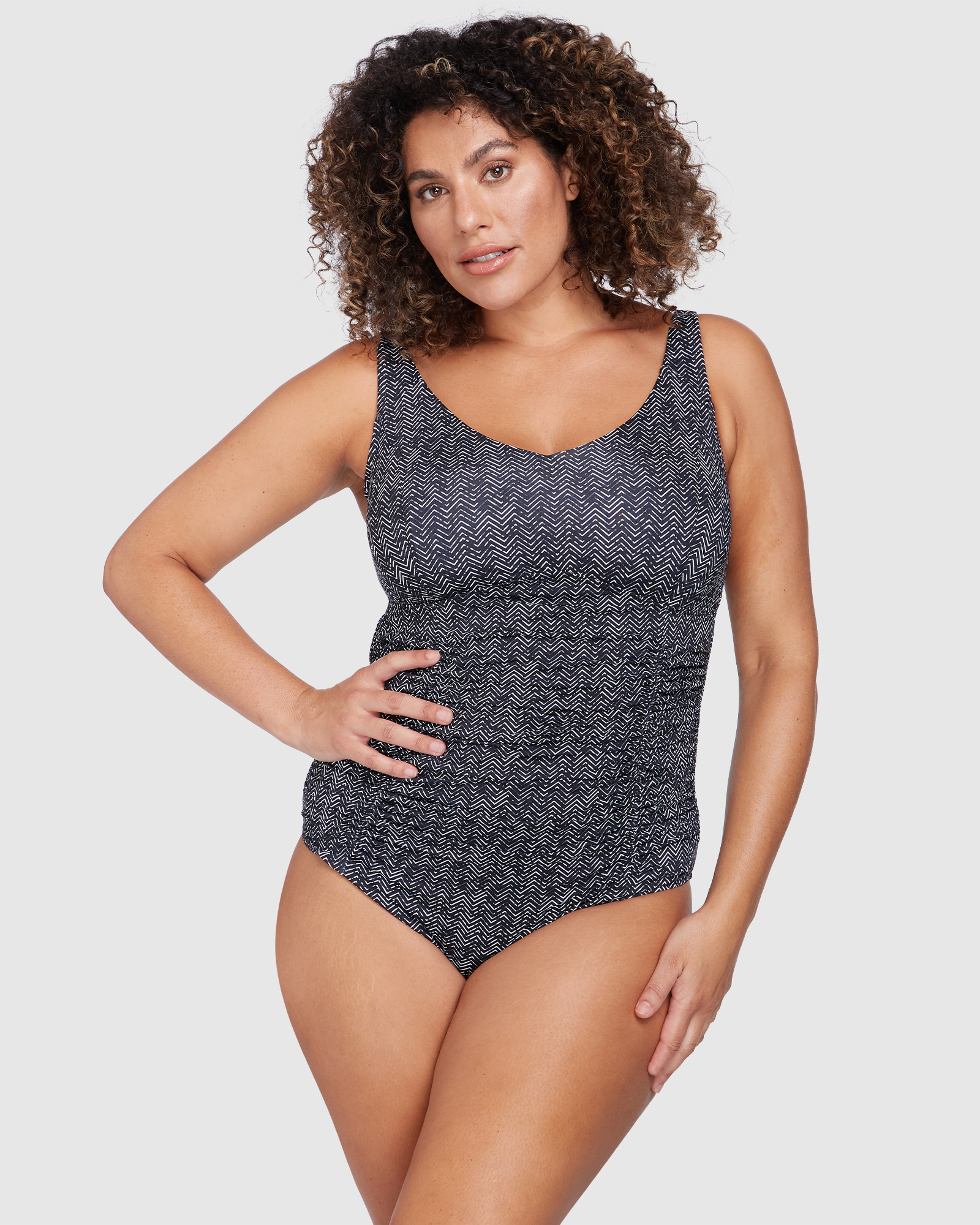 Zig Zag Black Raphael E/F Underwire One Piece
