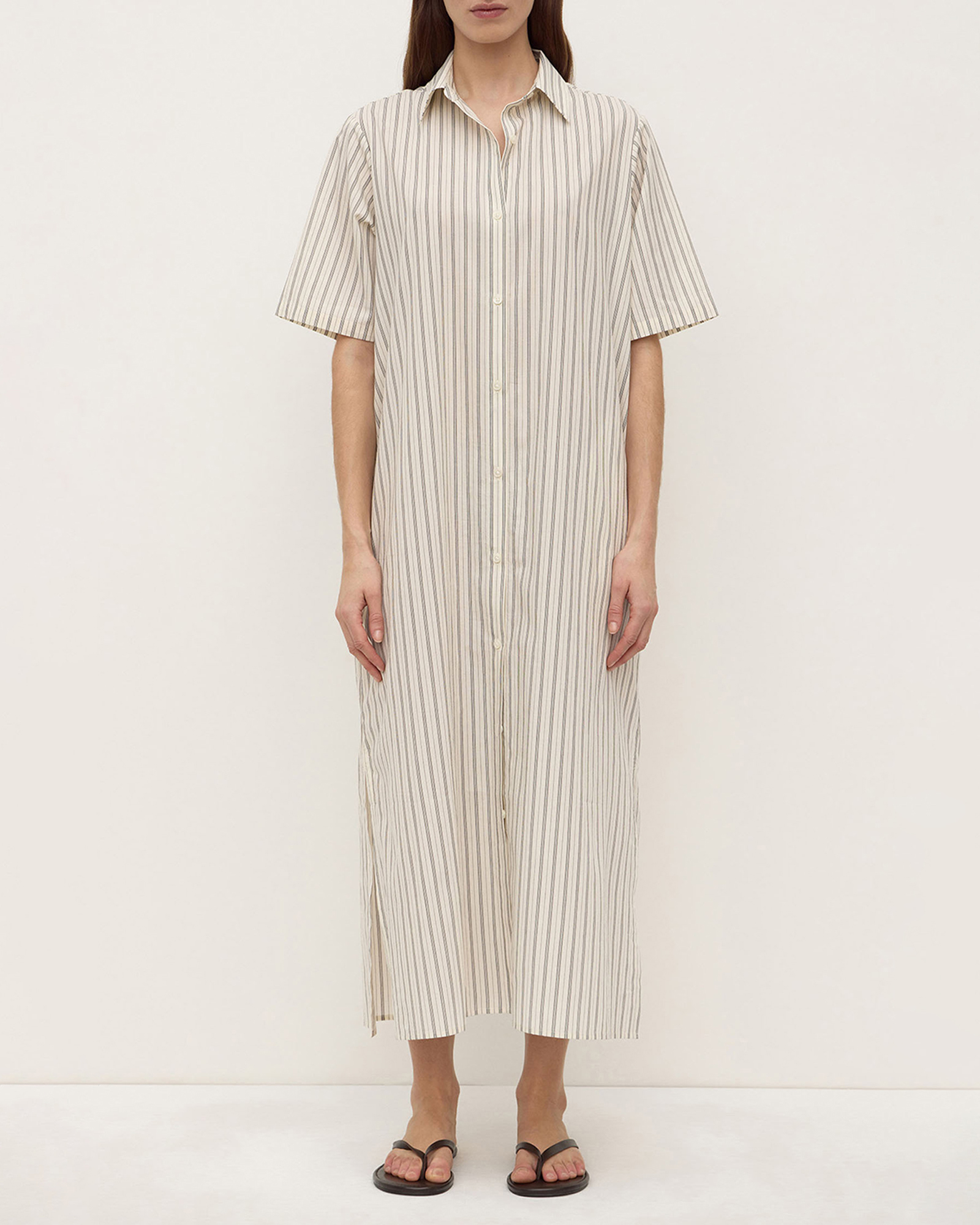 Ria Stripe Midi Shirt Dress