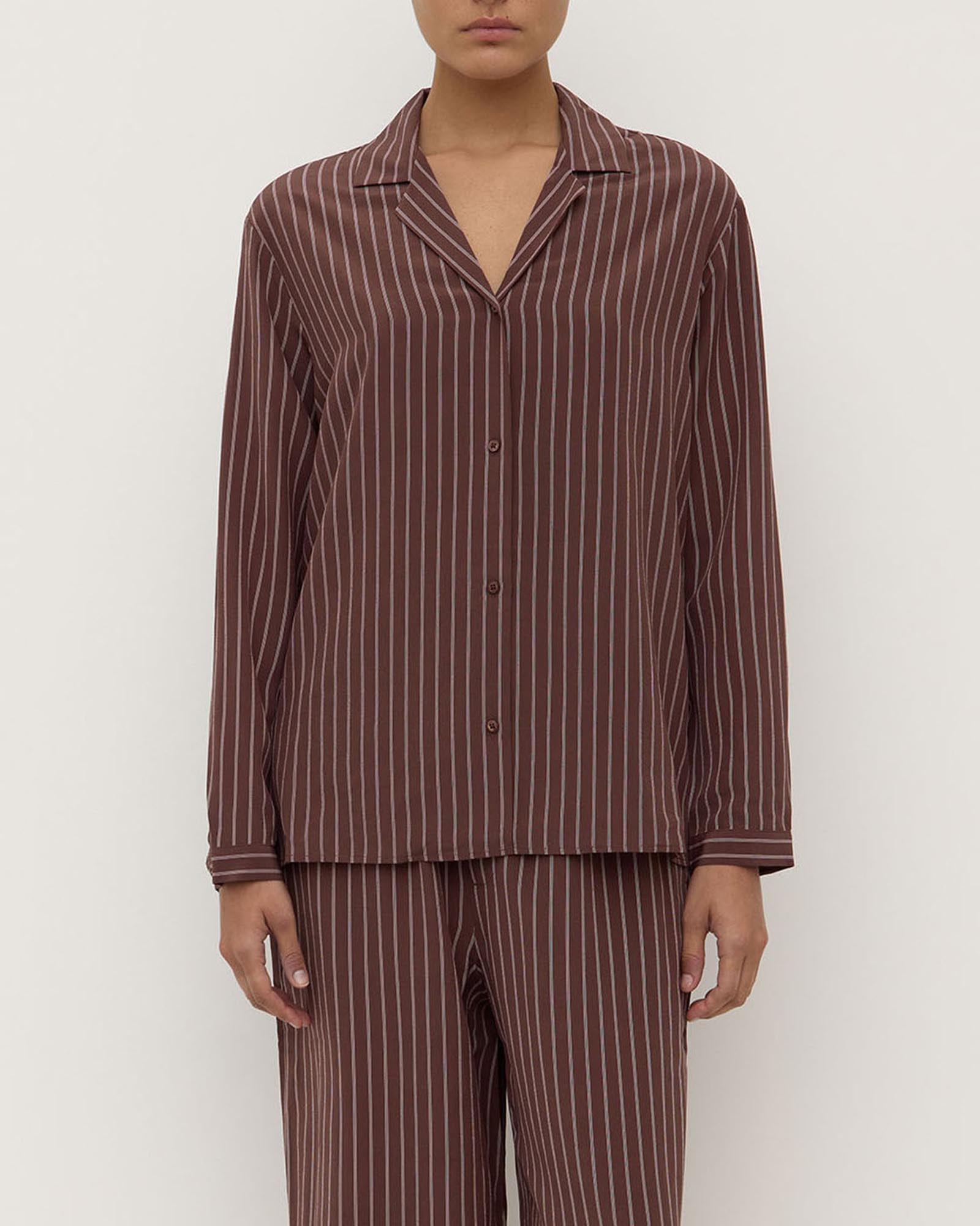 Zayla Silk Stripe Long Sleeve Shirt