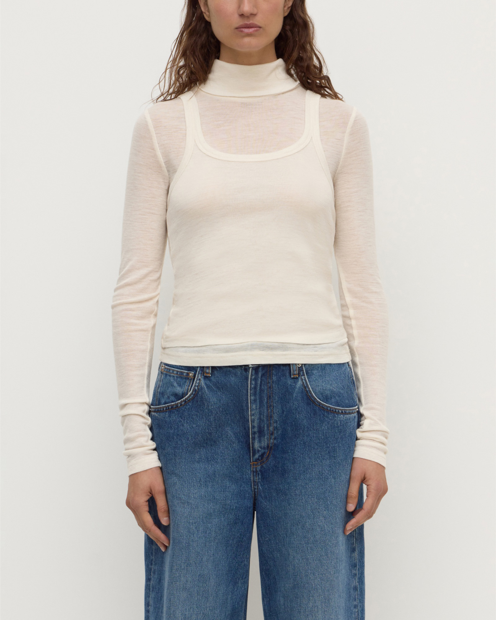 Nora Merino Wool Layered Turtleneck Top