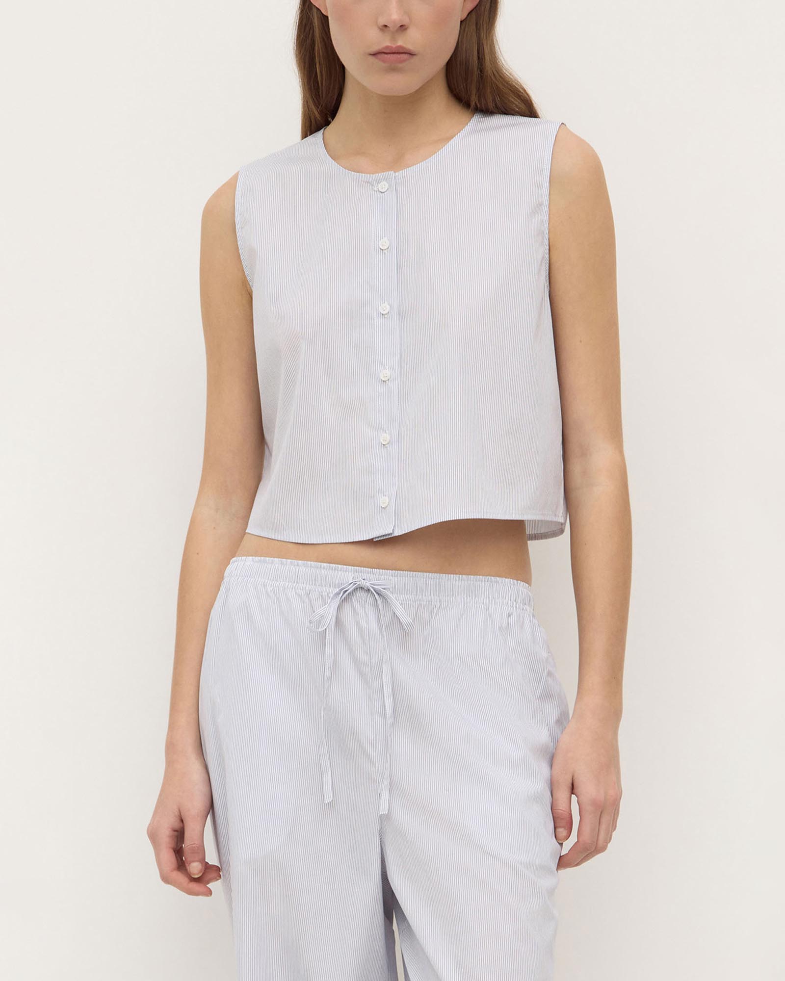 Cora Stripe Button Front Top