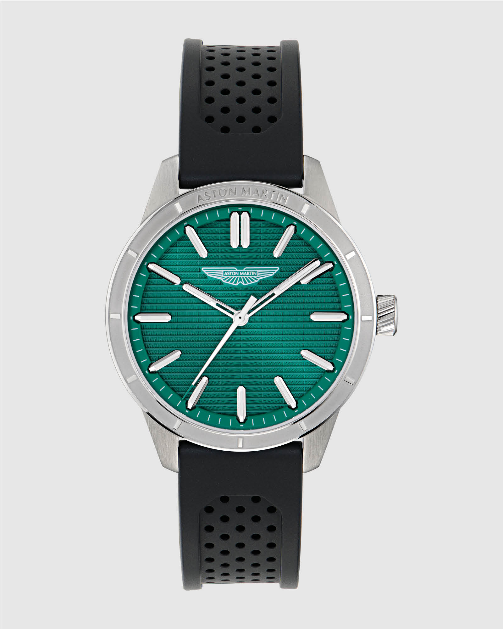 HDL Podium Green Stainless Steel Black Silicone Strap Watch