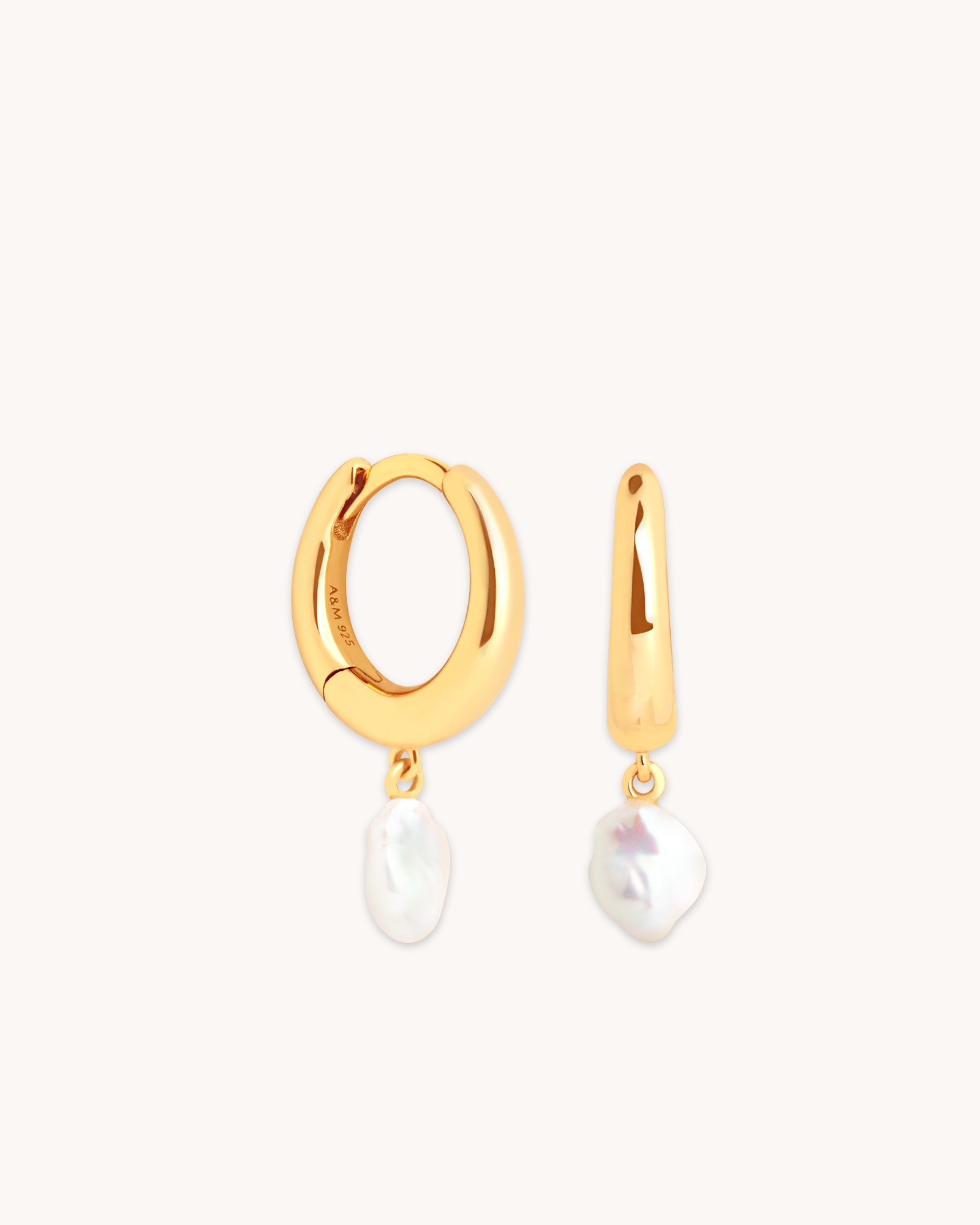 Pearl Charm 18ct Gold Plated Huggies