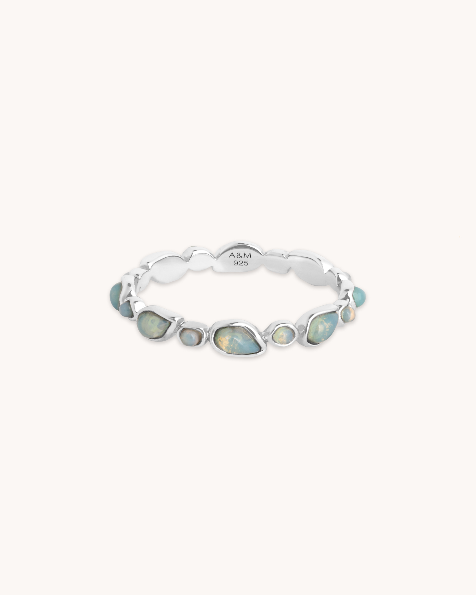 Opal Pear Bezel Band Ring