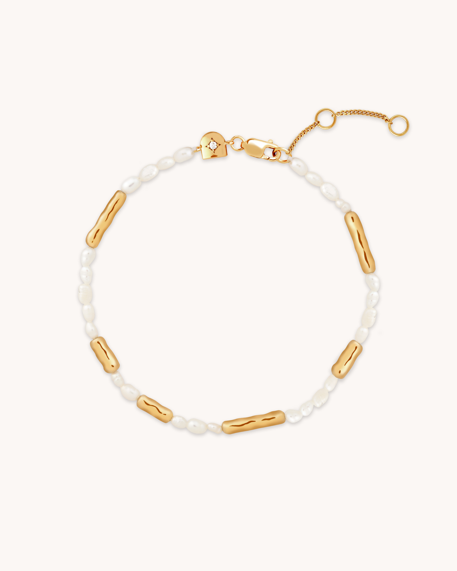 Pearl and Molten 18ct Gold Plated Bracelet