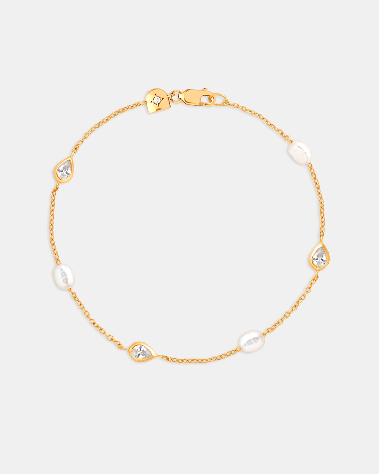 Pearl Crystal 18Ct Charm Bracelet