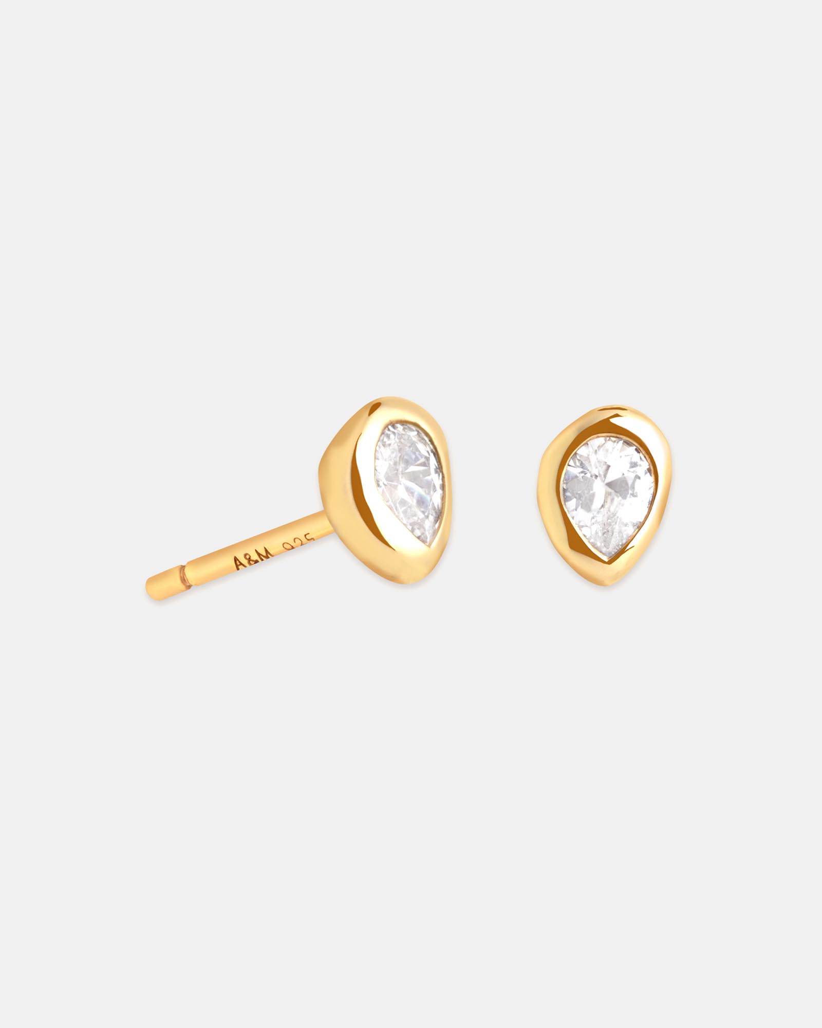 Pear Bezel Studs