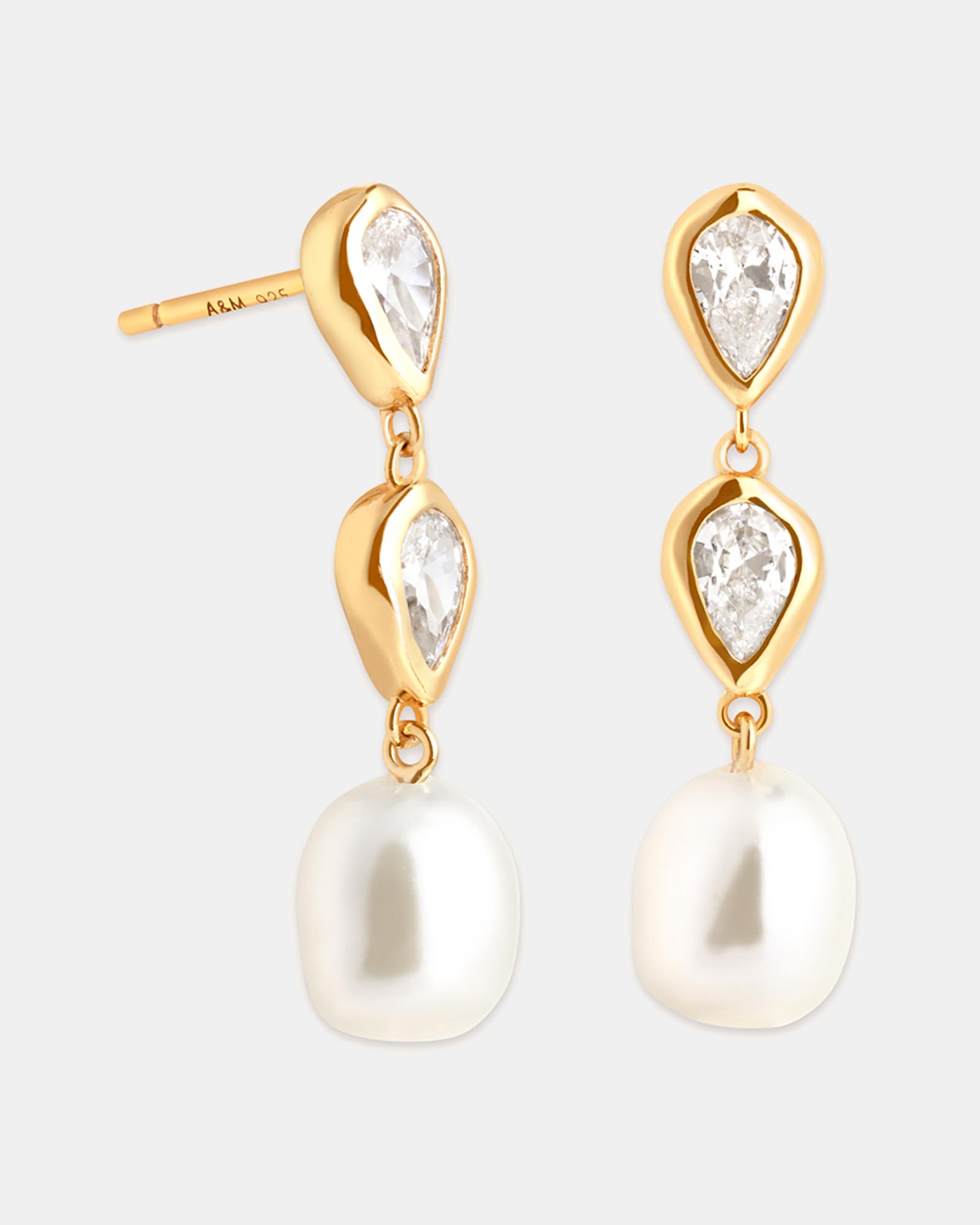 Pear Bezel Pearl Drop Studs
