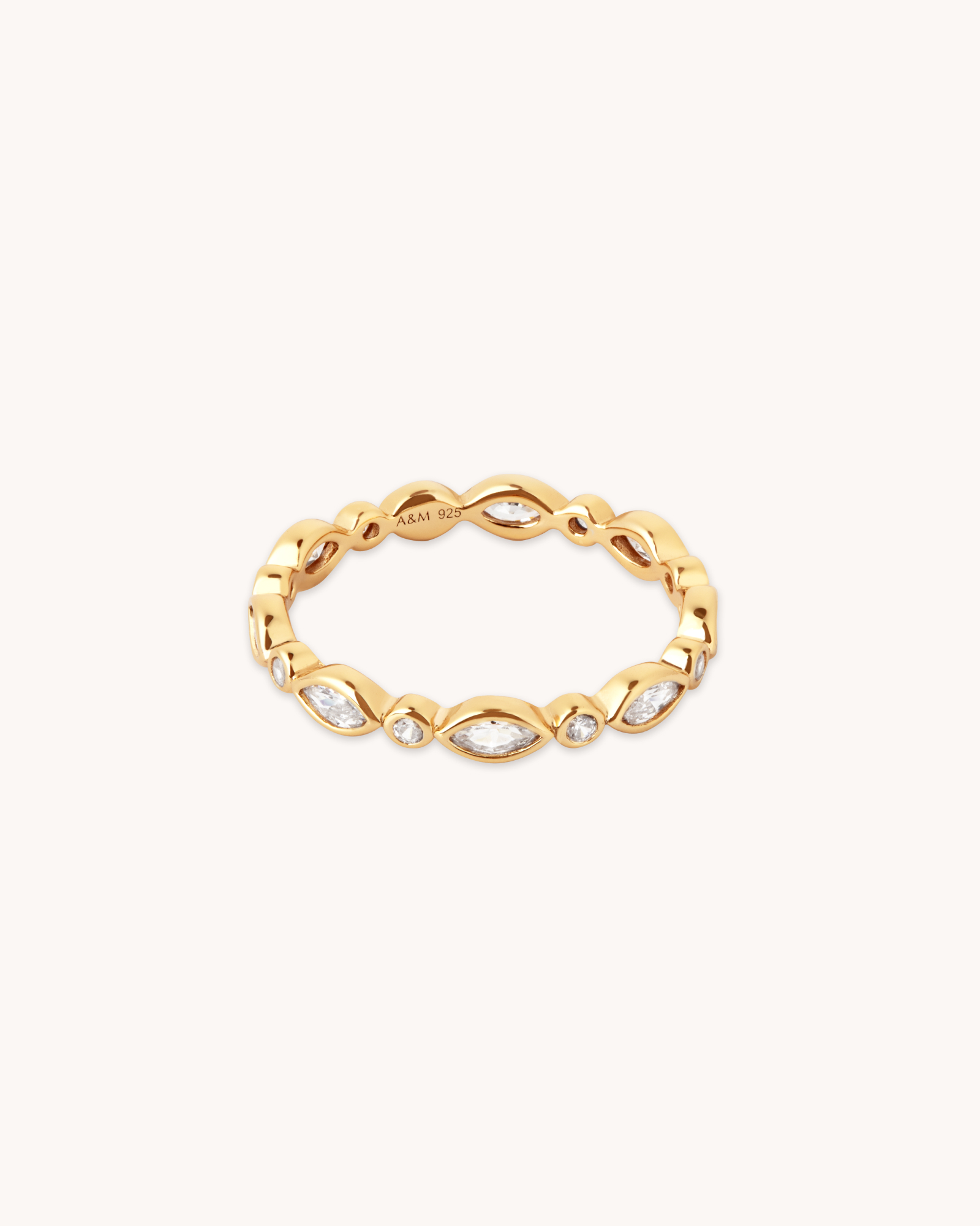 Navette Crystal 18ct Gold Plated Band Ring