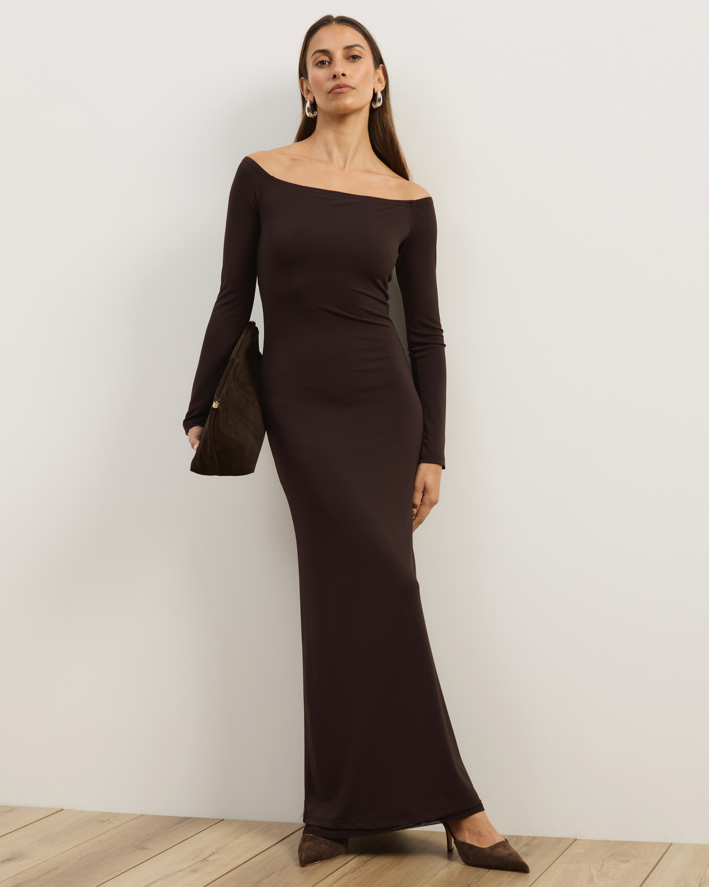 Hanna Long Sleeve Off-Shoulder Maxi Dress