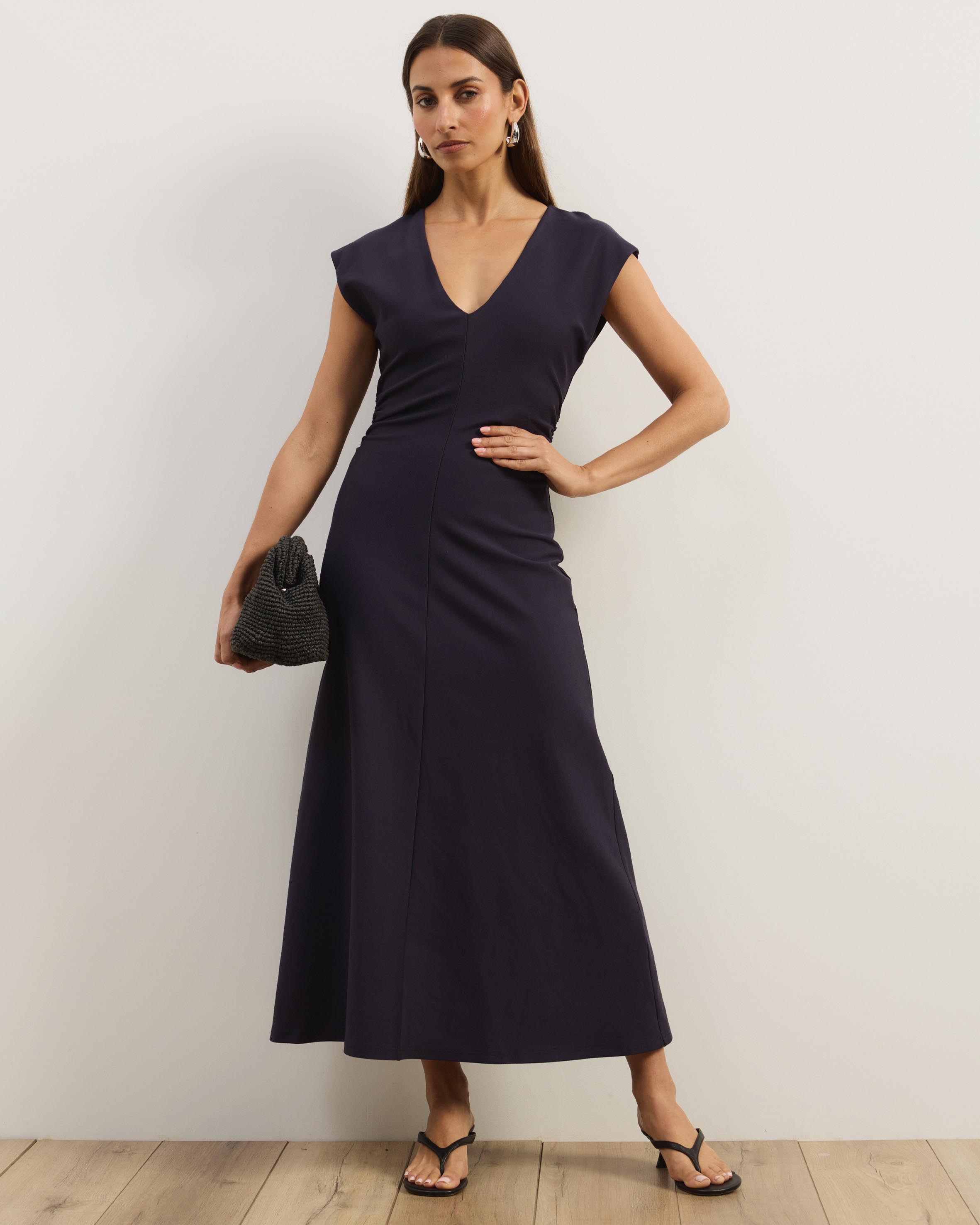 Freya V-Neck Ponte Midi Dress