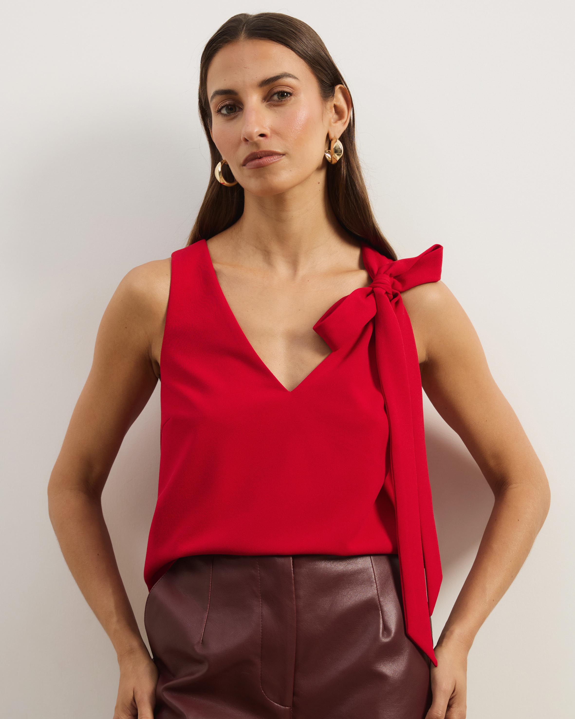 Lunet Statement Bow V-Neck Top