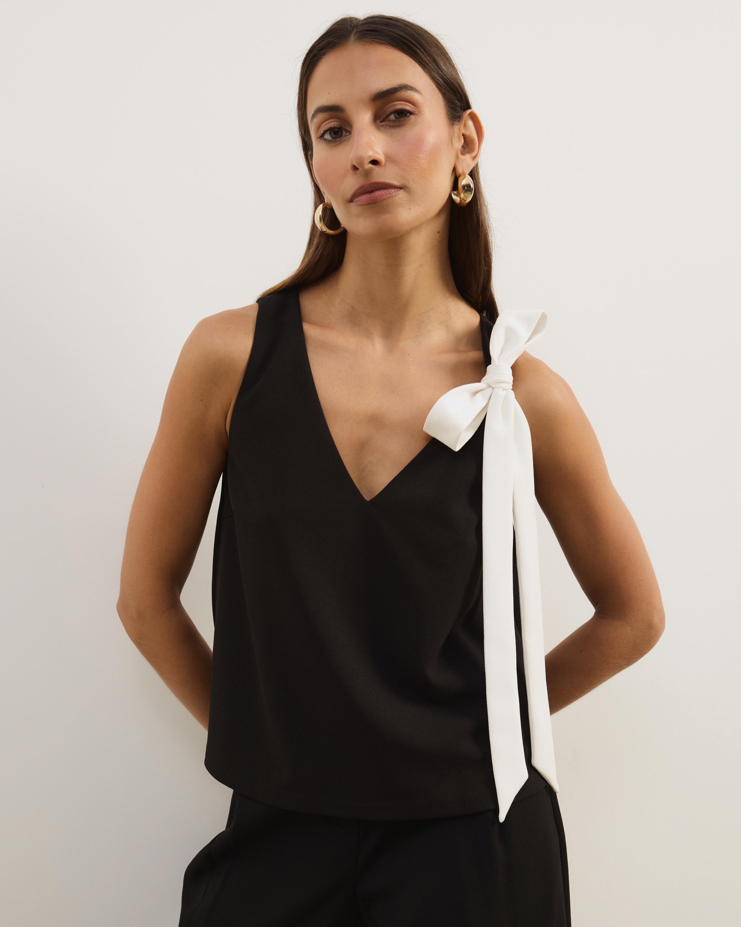 Lunet Statement Bow V-Neck Top