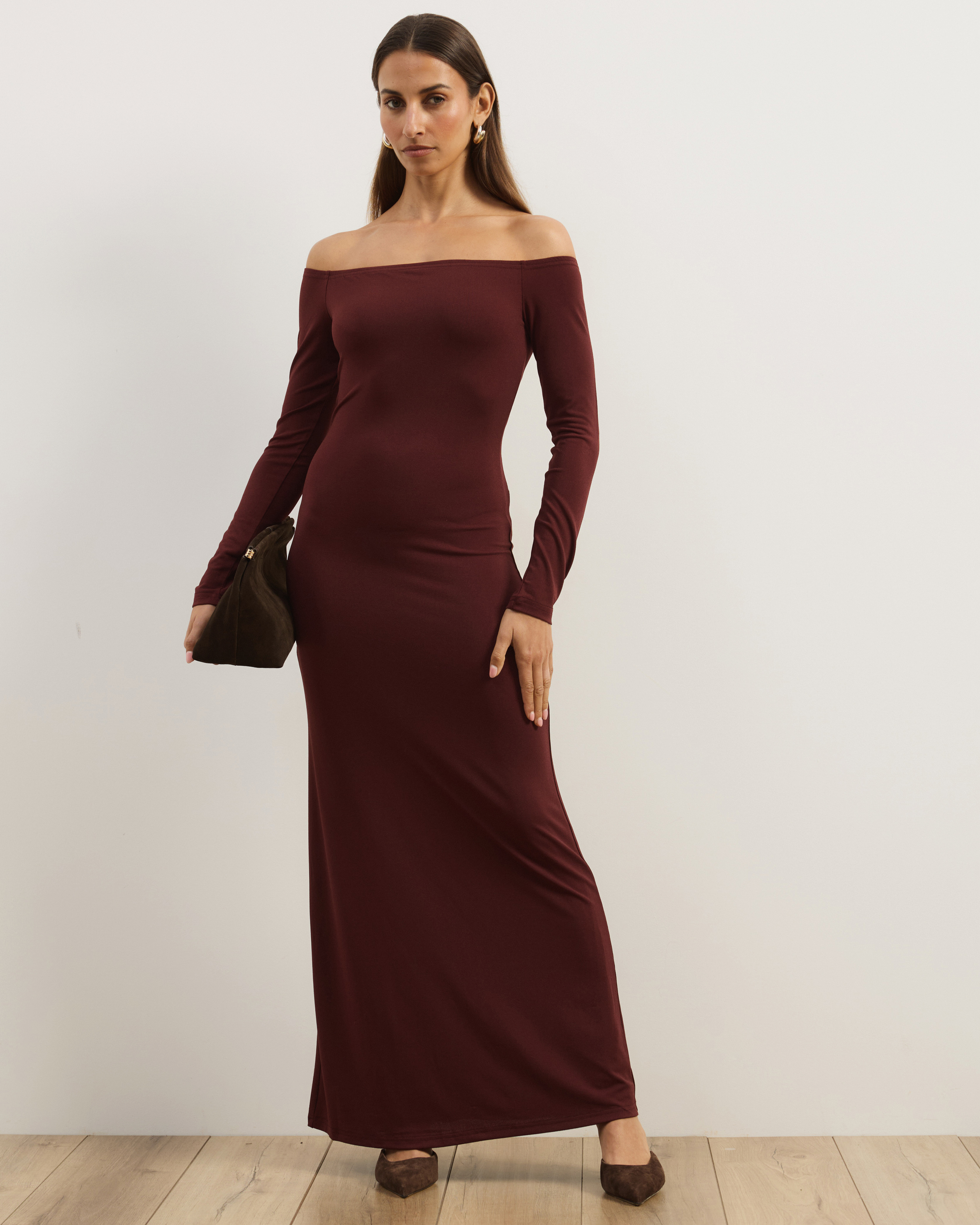 Hanna Long Sleeve Off-Shoulder Maxi Dress