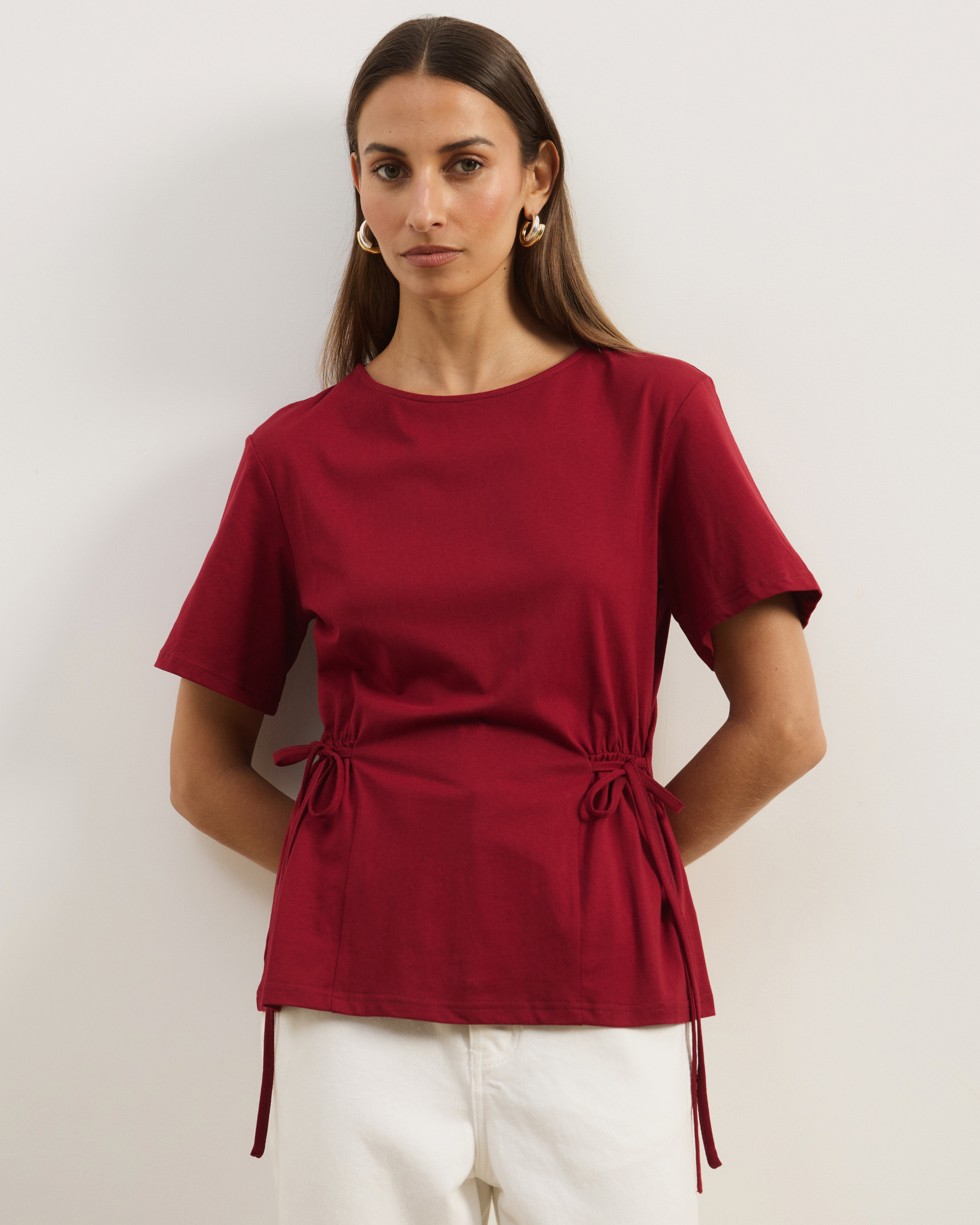 Short Sleeve Tie Waist T-Shirt