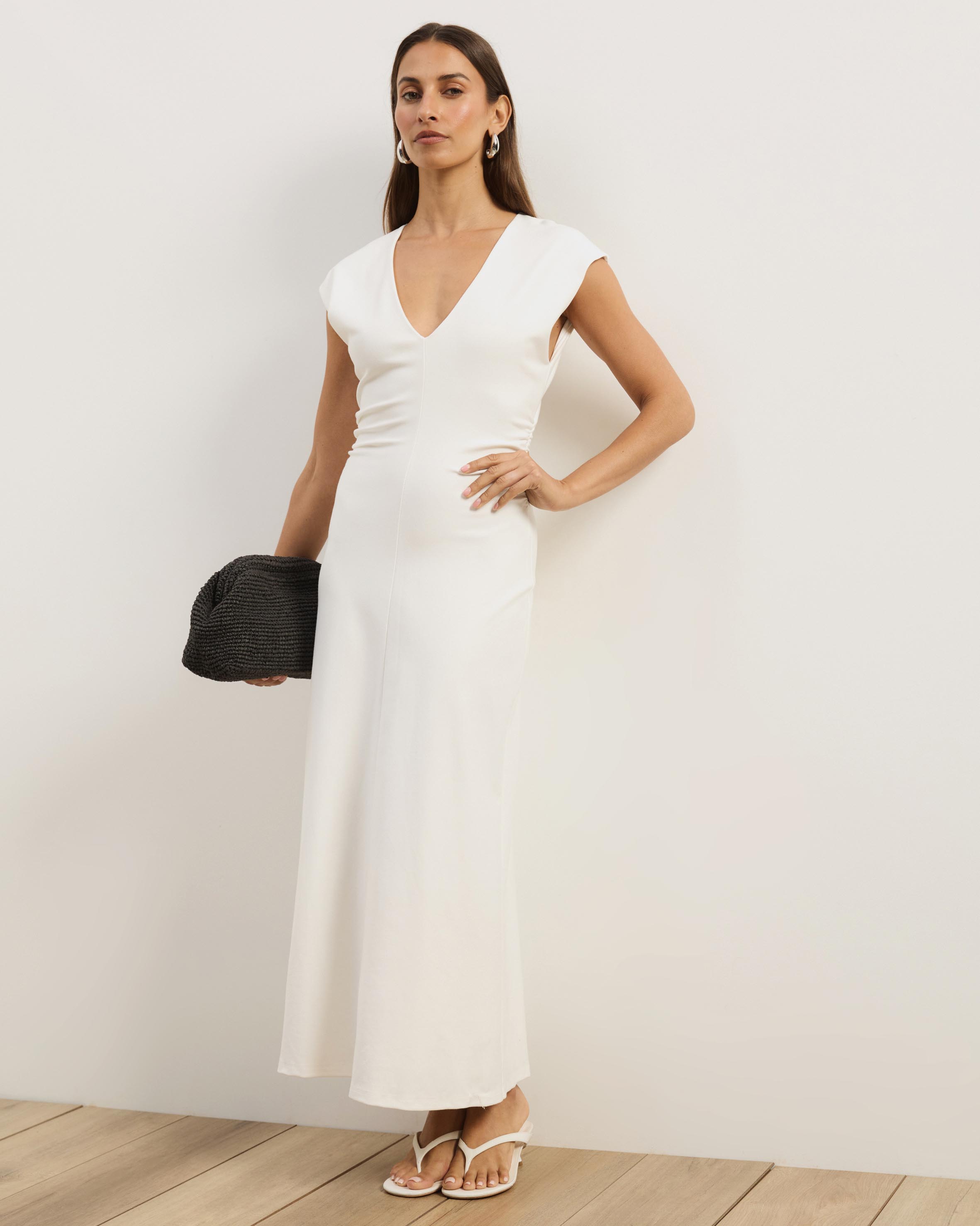Freya V-Neck Ponte Midi Dress