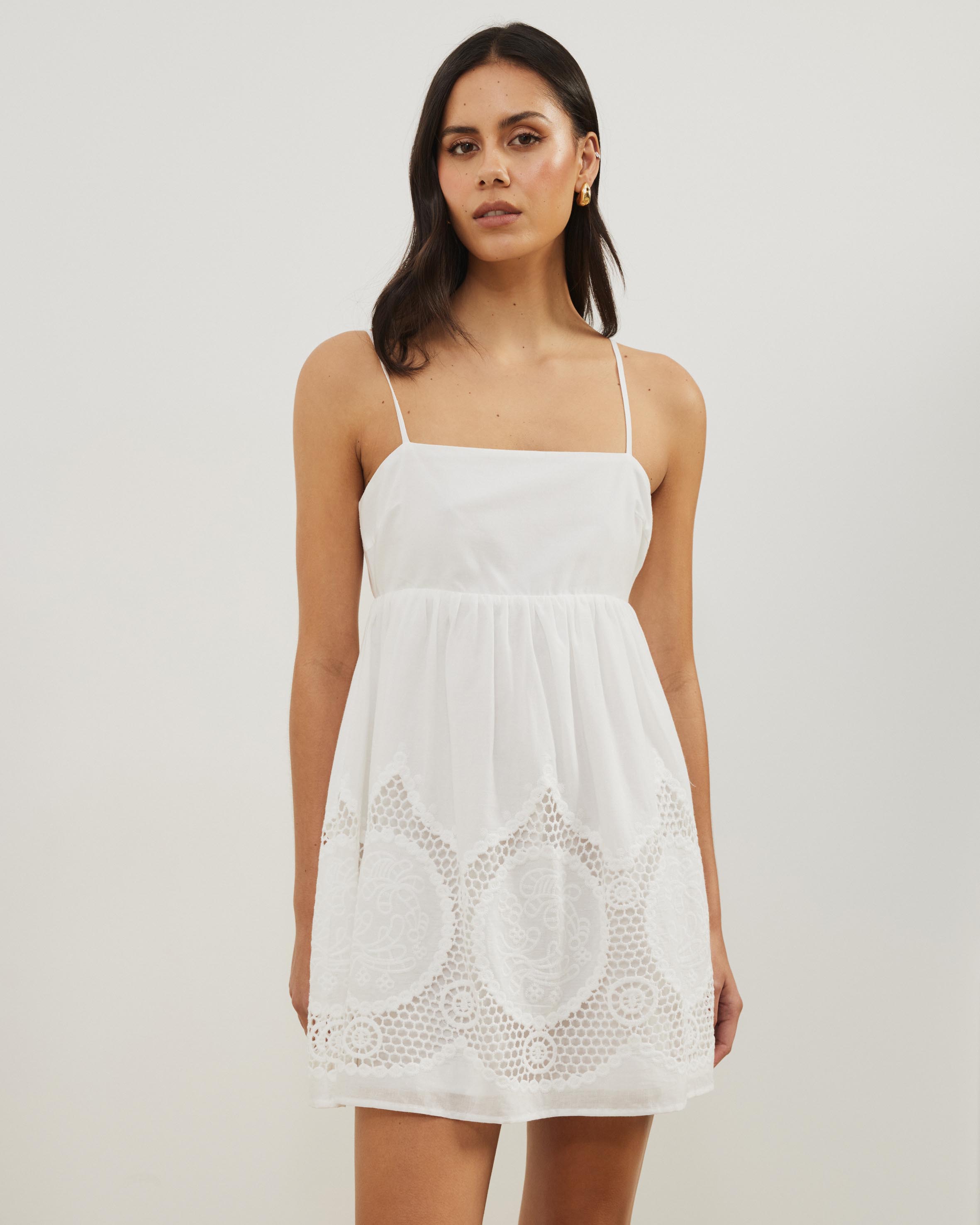 Cora Embroidered Mini Dress