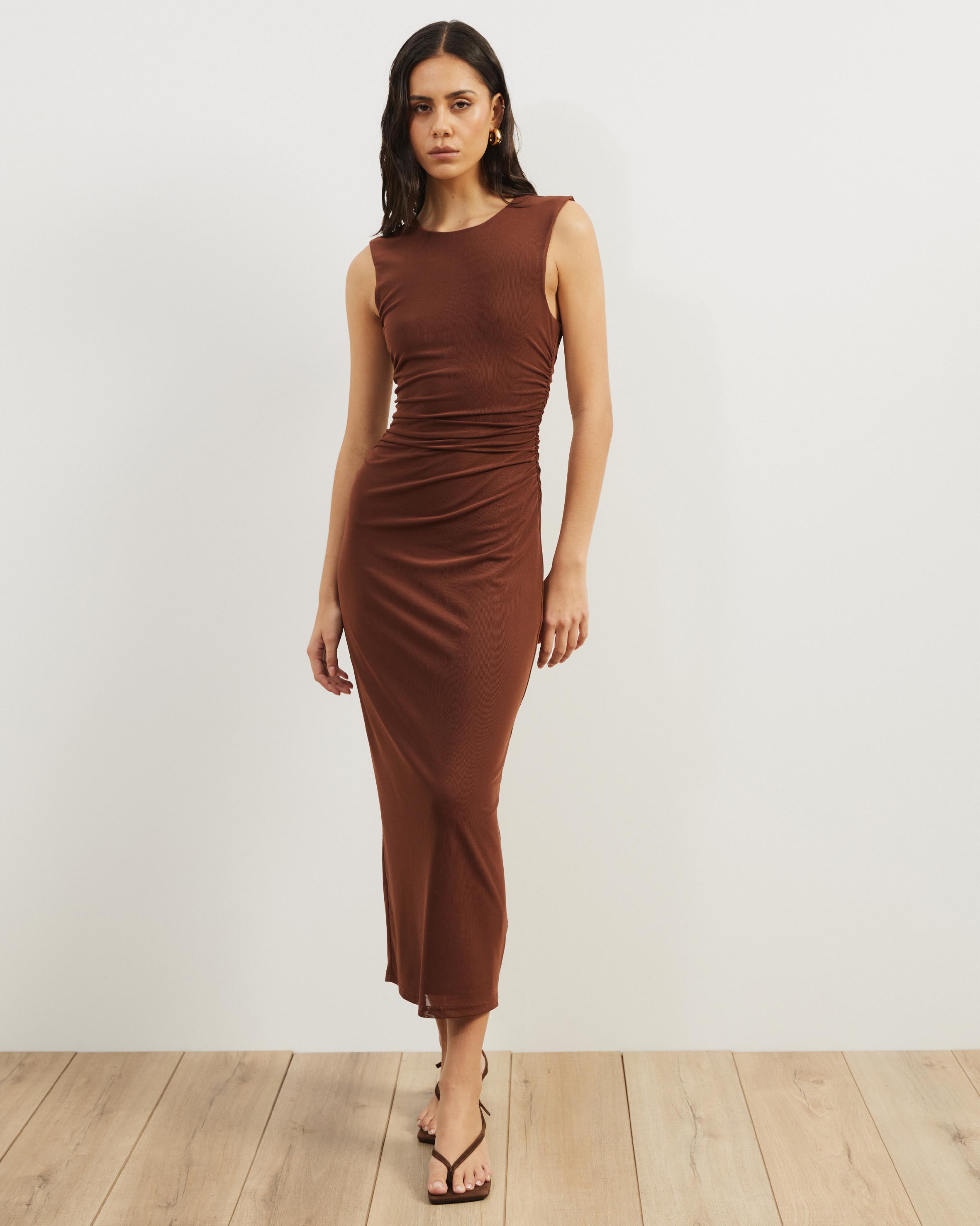 Priya Sleeveless Mesh Maxi Dress