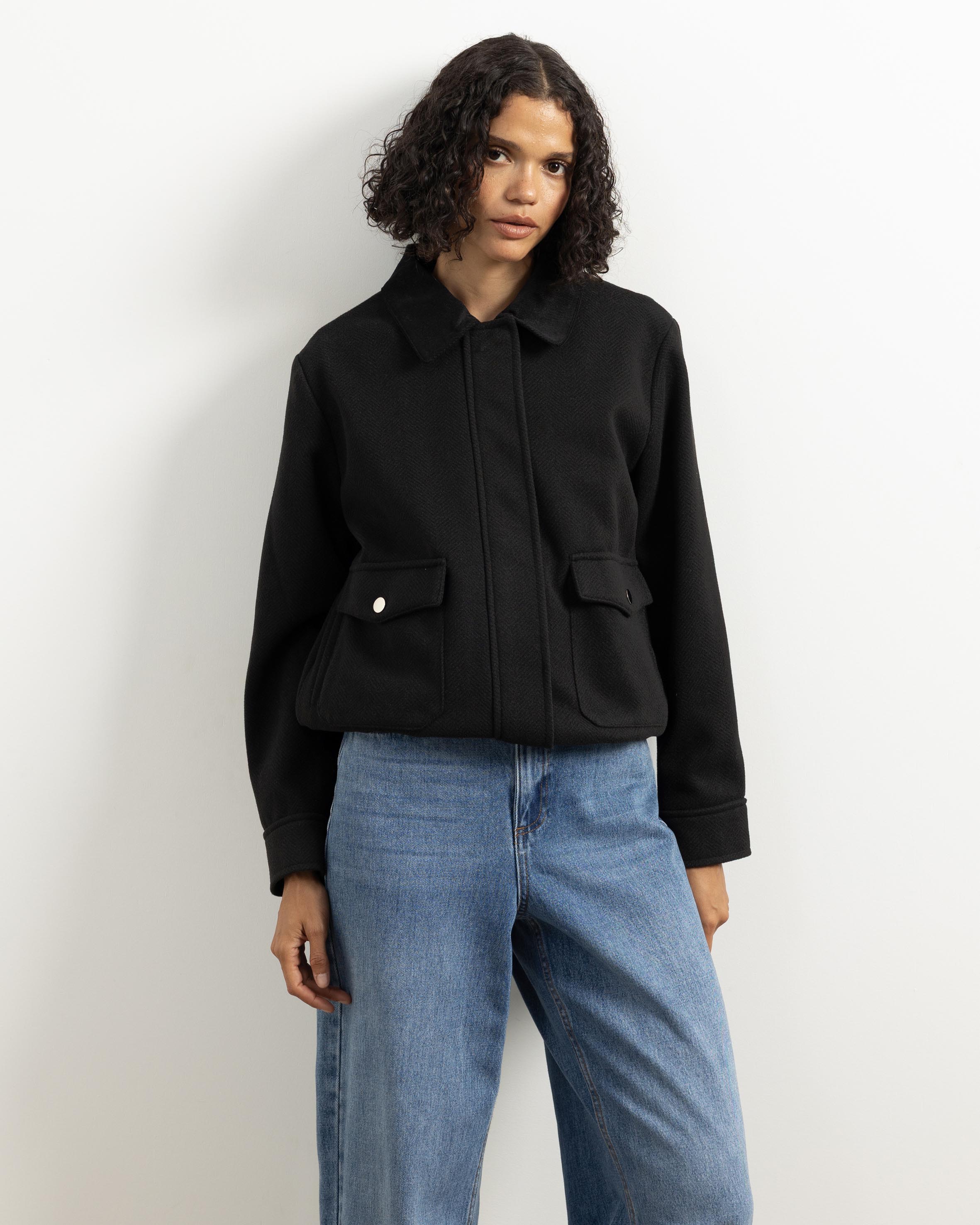 Juliet Herringbone Bomber Jacket