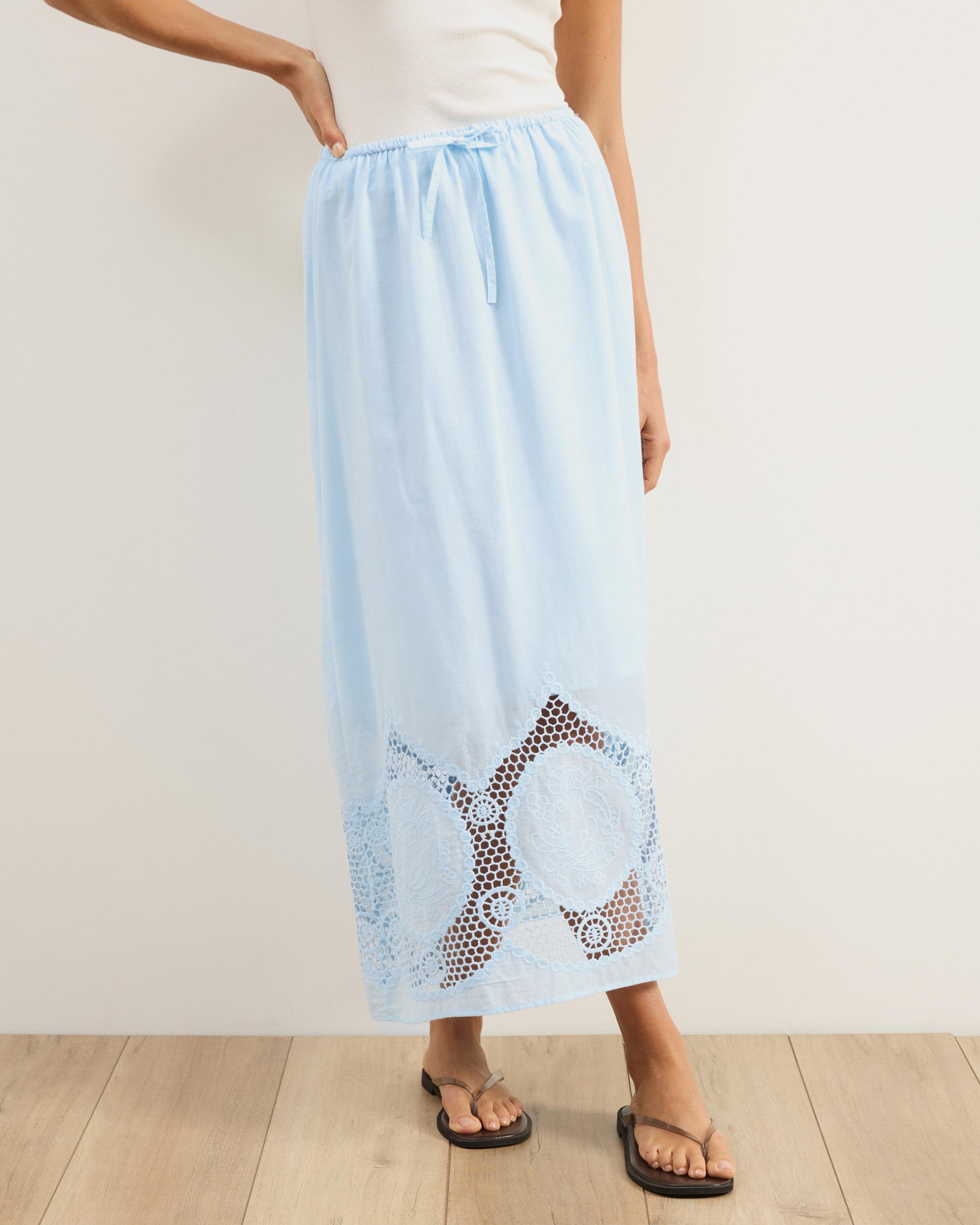 Cora Embroidered Midi Skirt