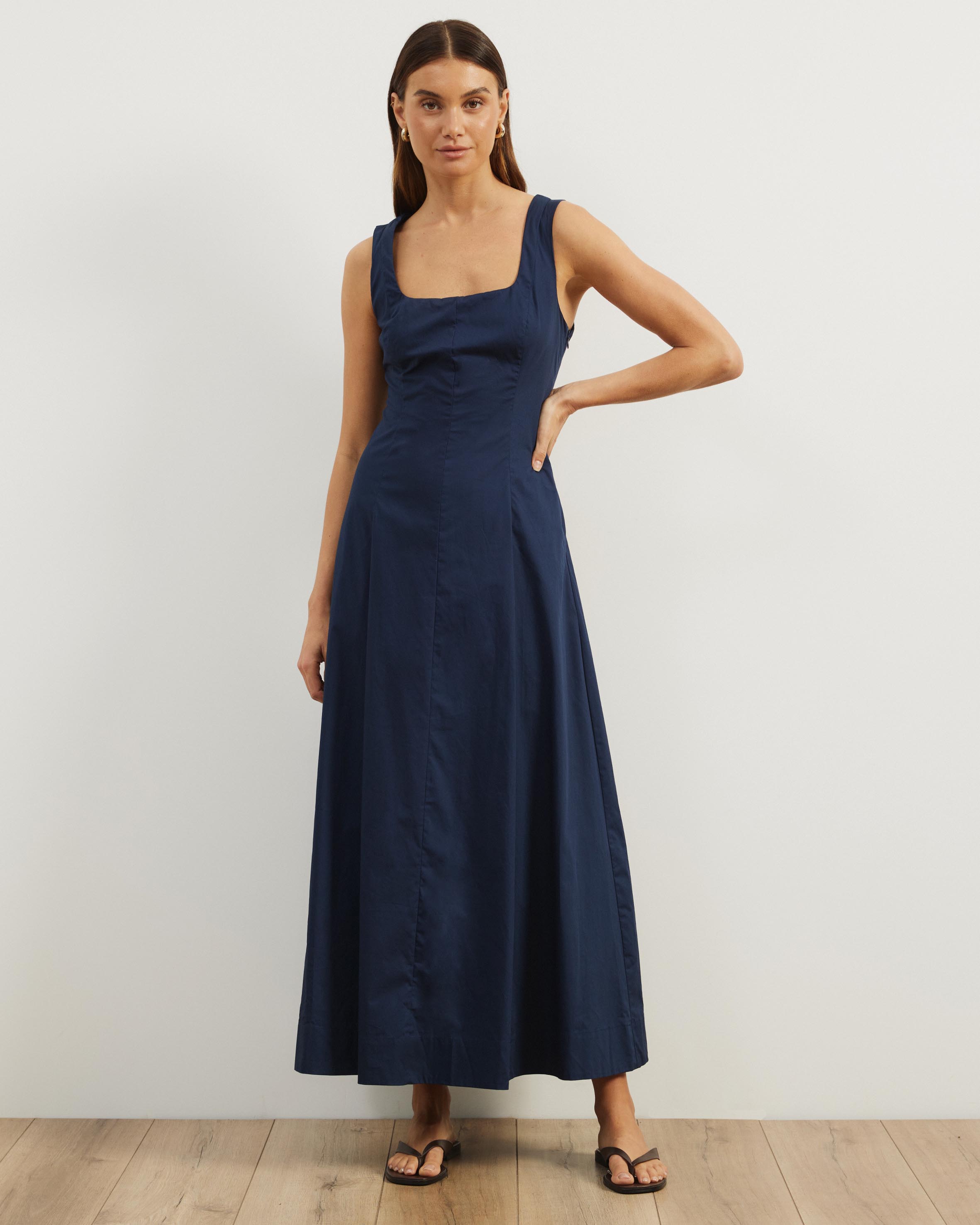 Ivy Square Neck Cotton Maxi Dress