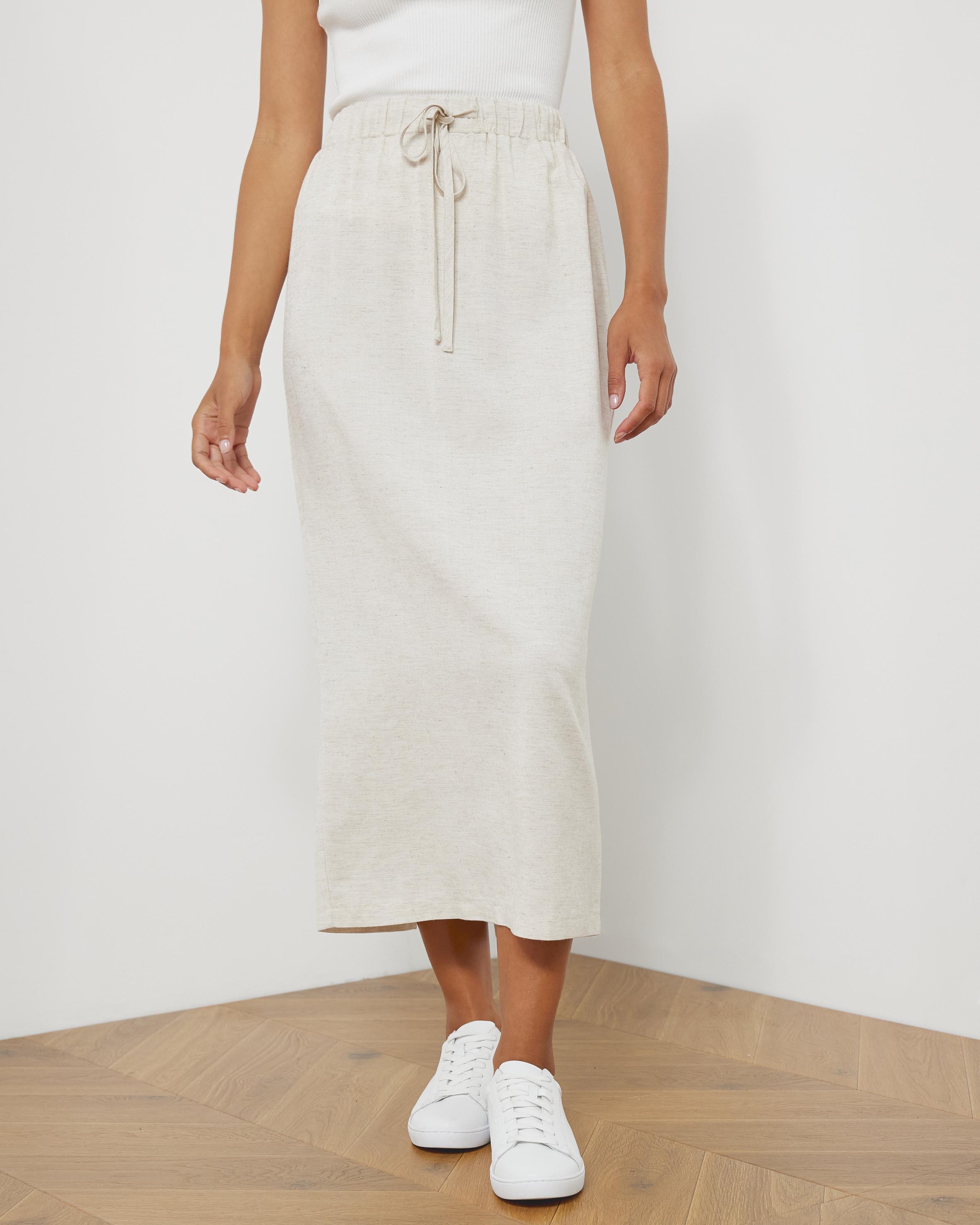 Tenley Linen Blend Midi Skirt