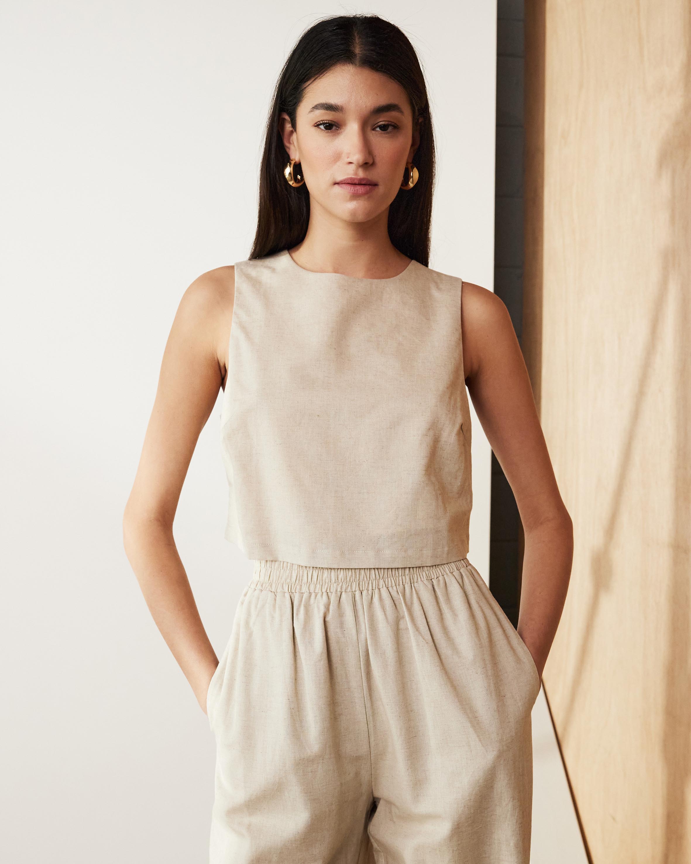 Celina Linen Blend Crop Top
