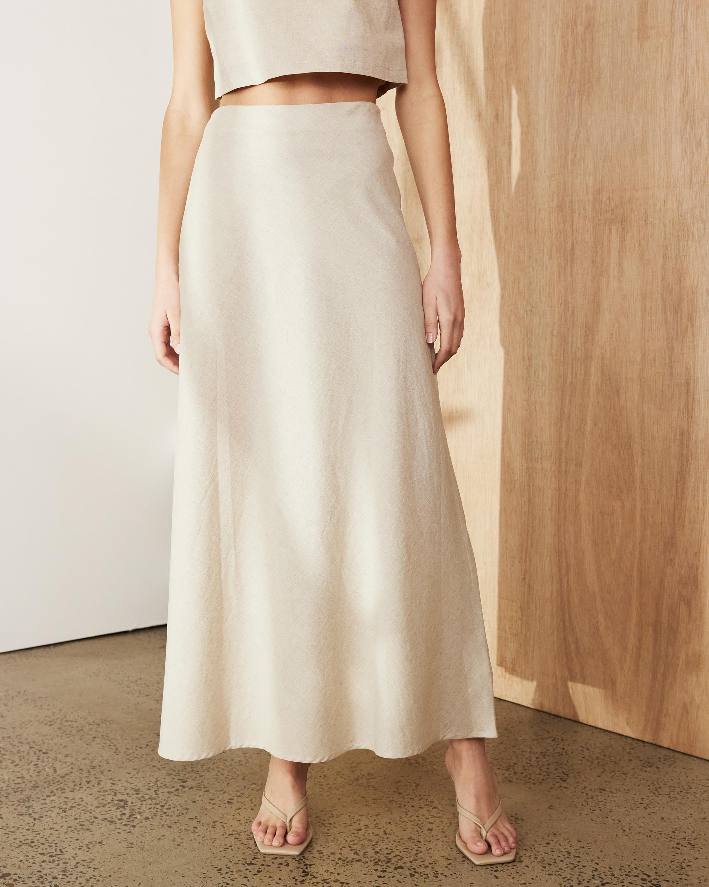 Celina Linen Blend Midi Skirt