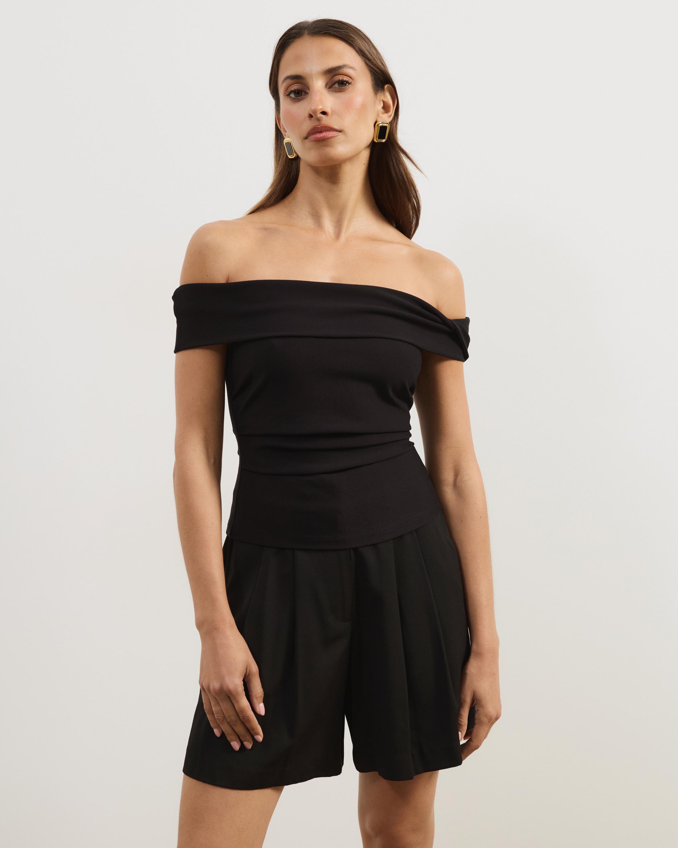 Ophira Off Shoulder Ponte Structured Top