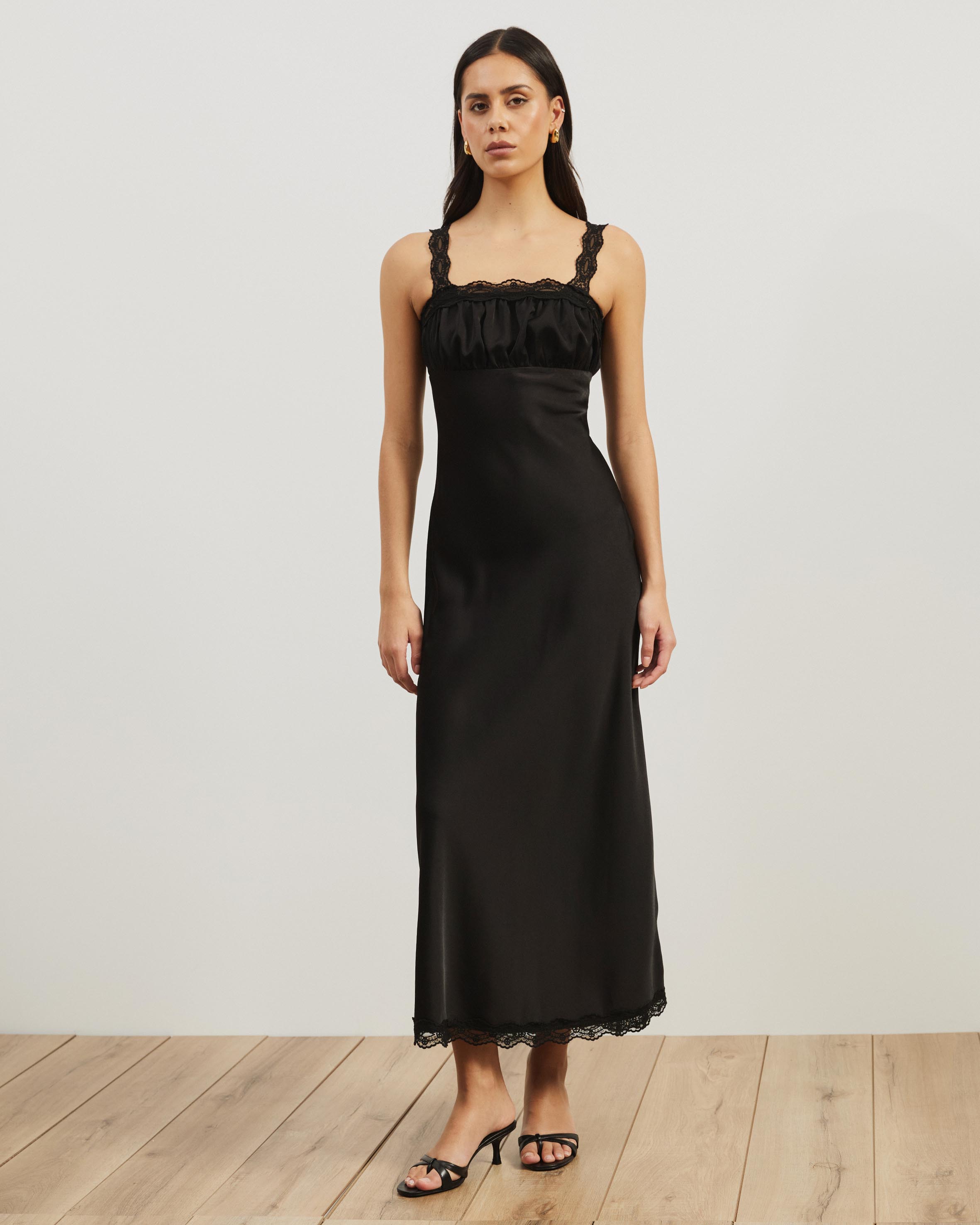 Rory Lace Trim Satin Slip Dress
