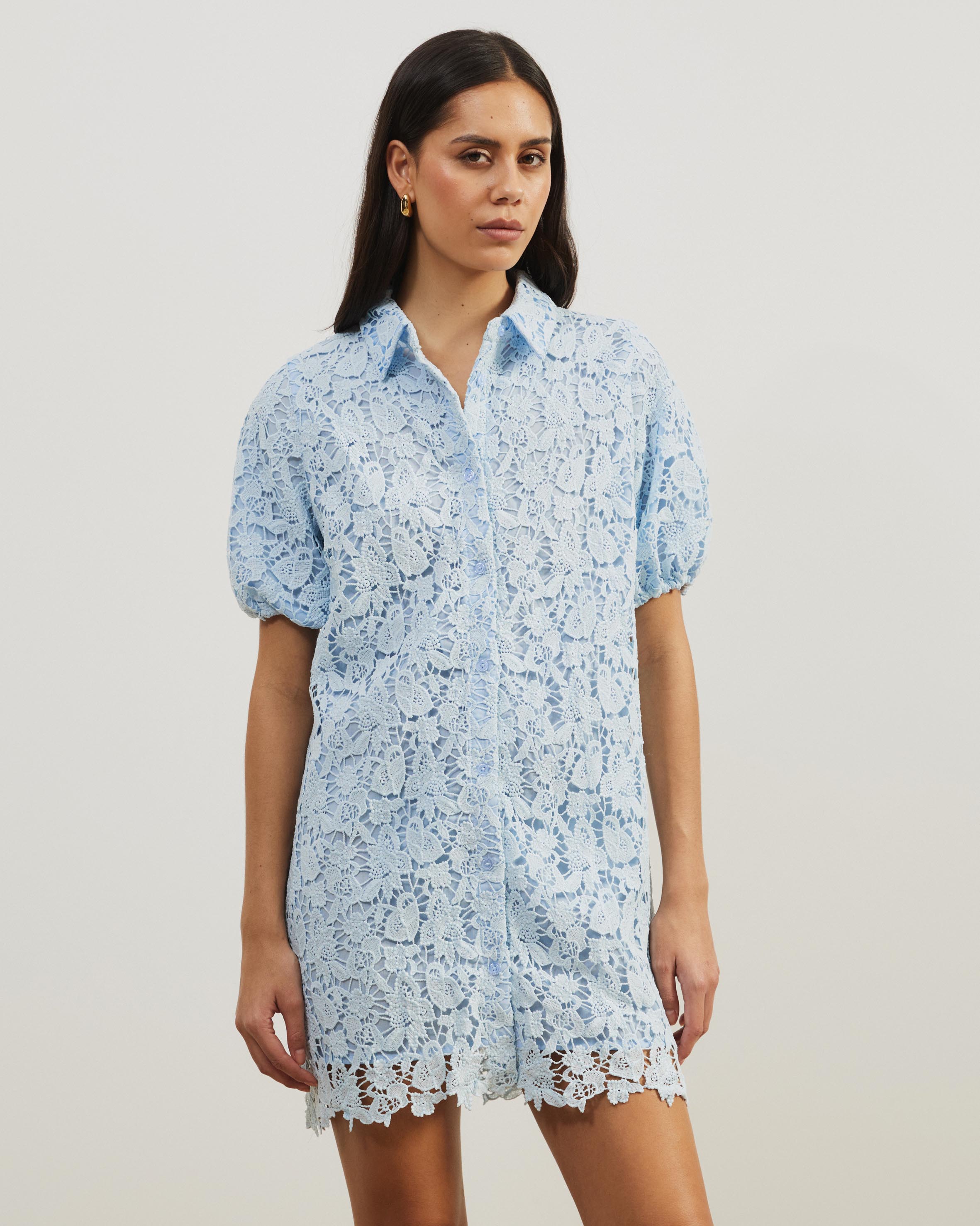 Rio Broderie Shirt Dress