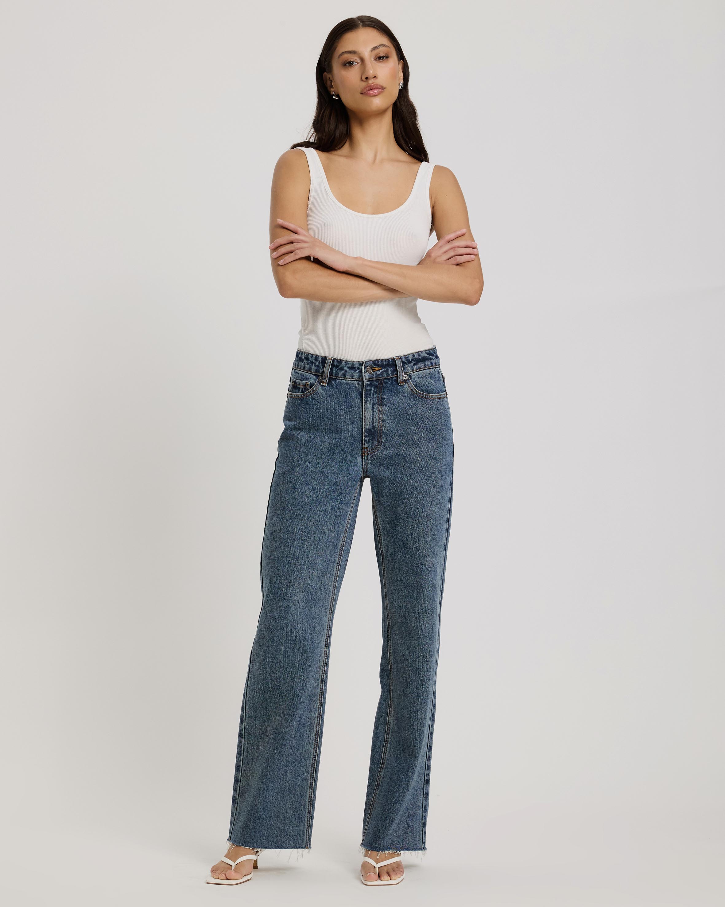 Myra Straight Leg Raw Hem Jeans