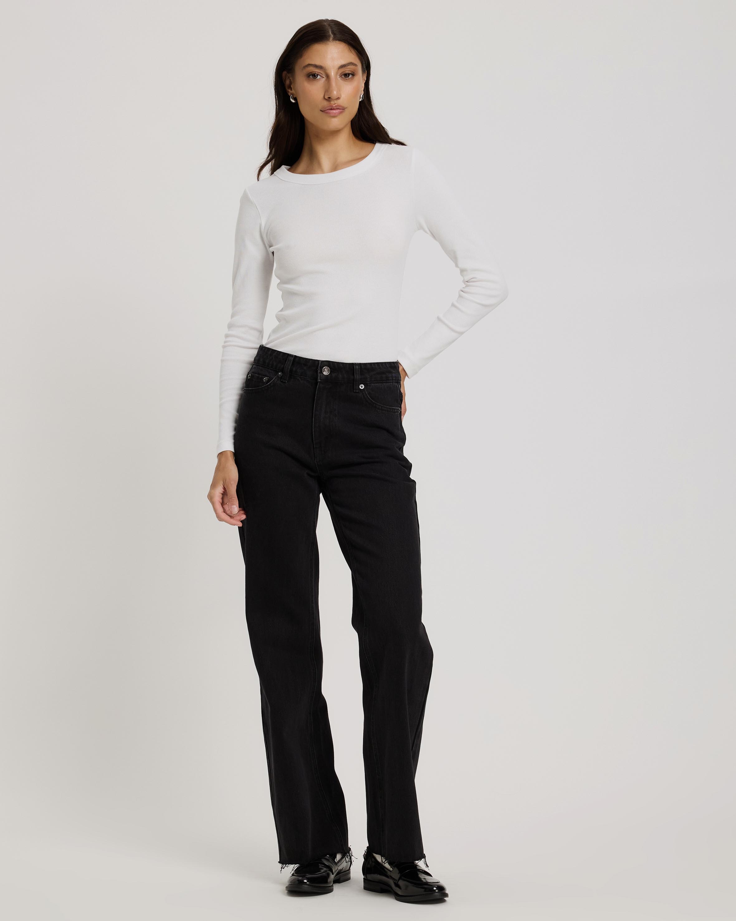 Myra Straight Leg Raw Hem Jeans