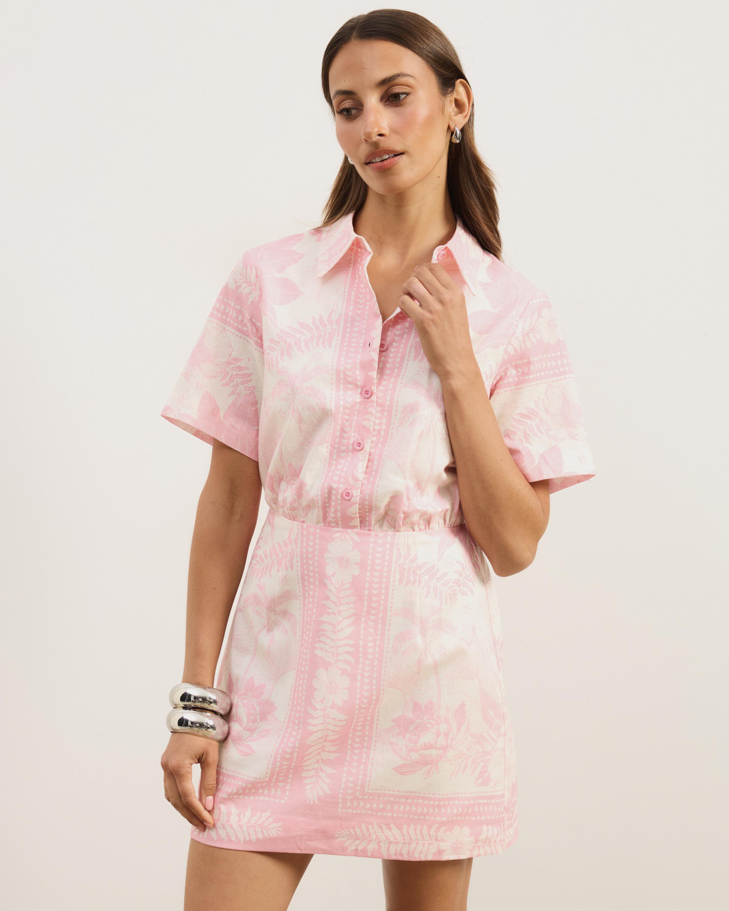 Remi Linen Blend Mini Shirt Dress