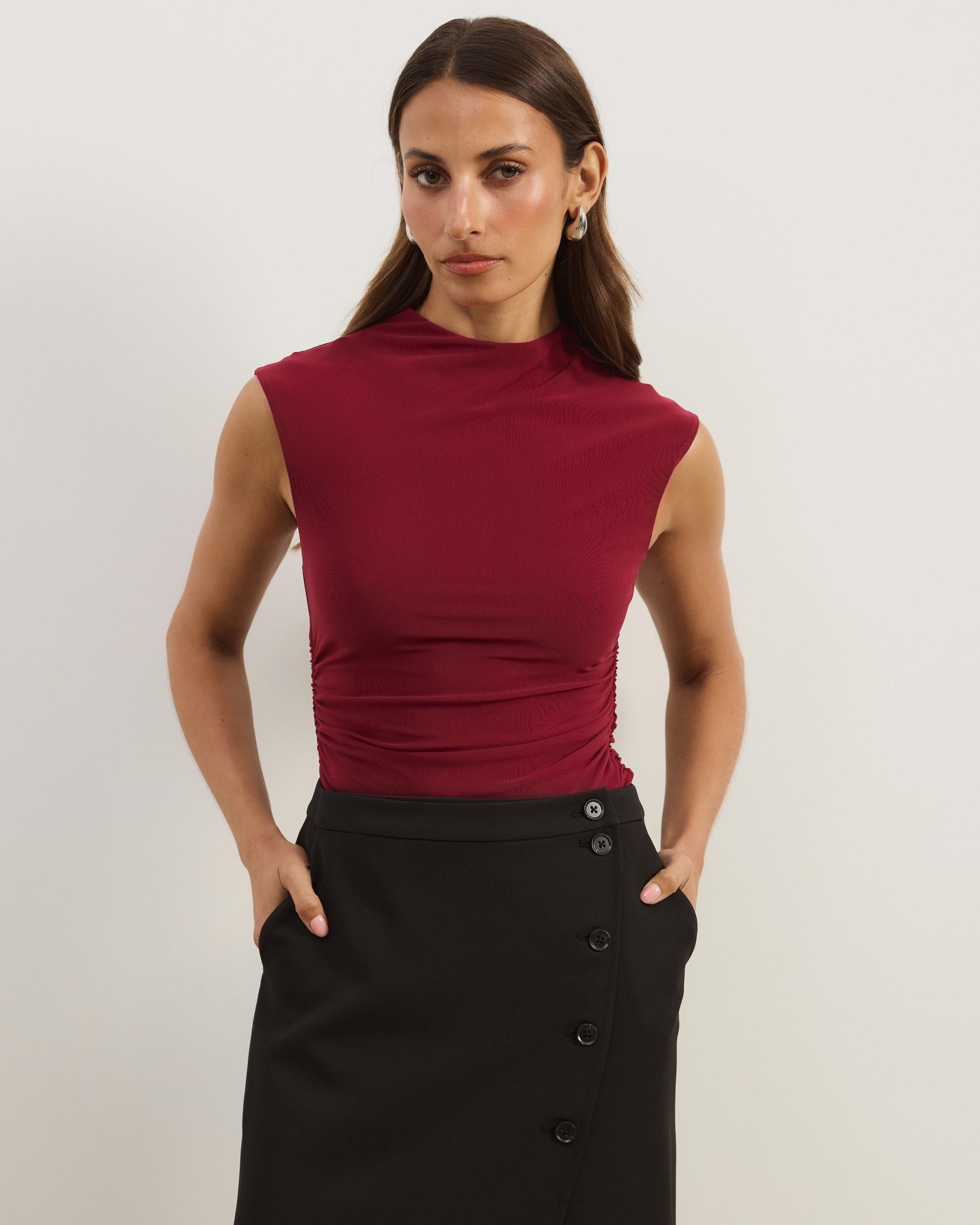 Leni Mesh Cap Sleeve Top