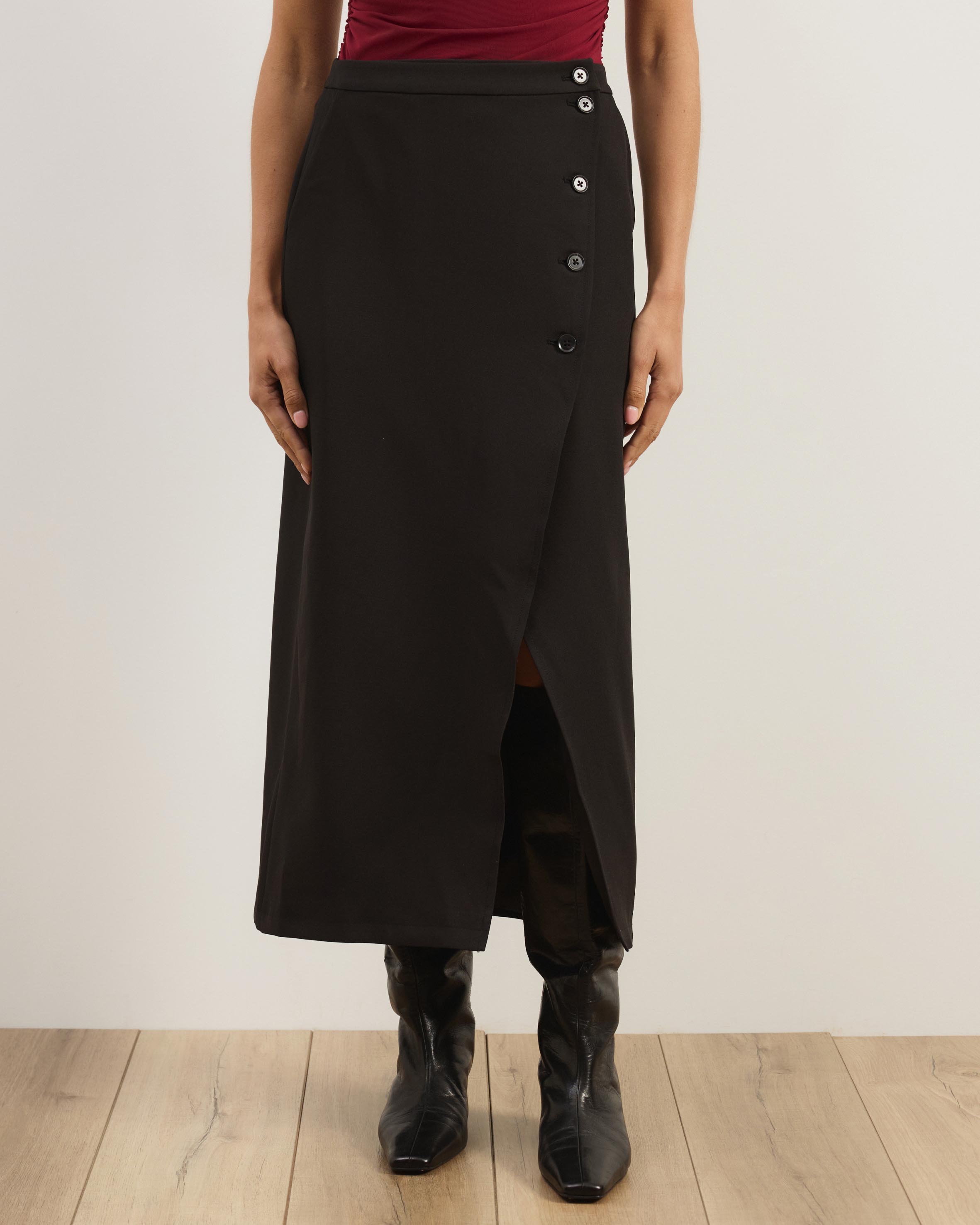 Sorelle Split Detail Midi Skirt