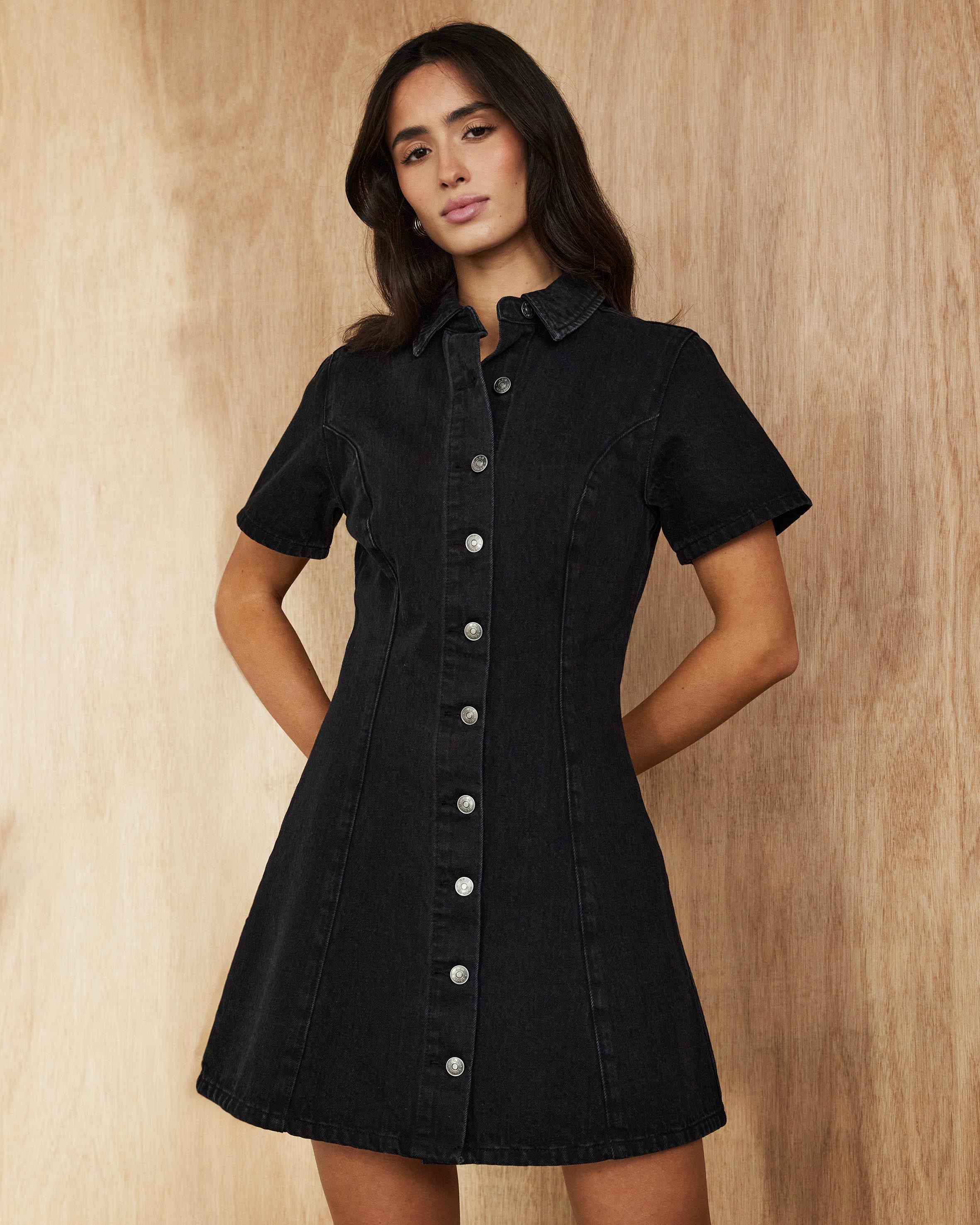 Ava Short Sleeve Denim Mini Dress