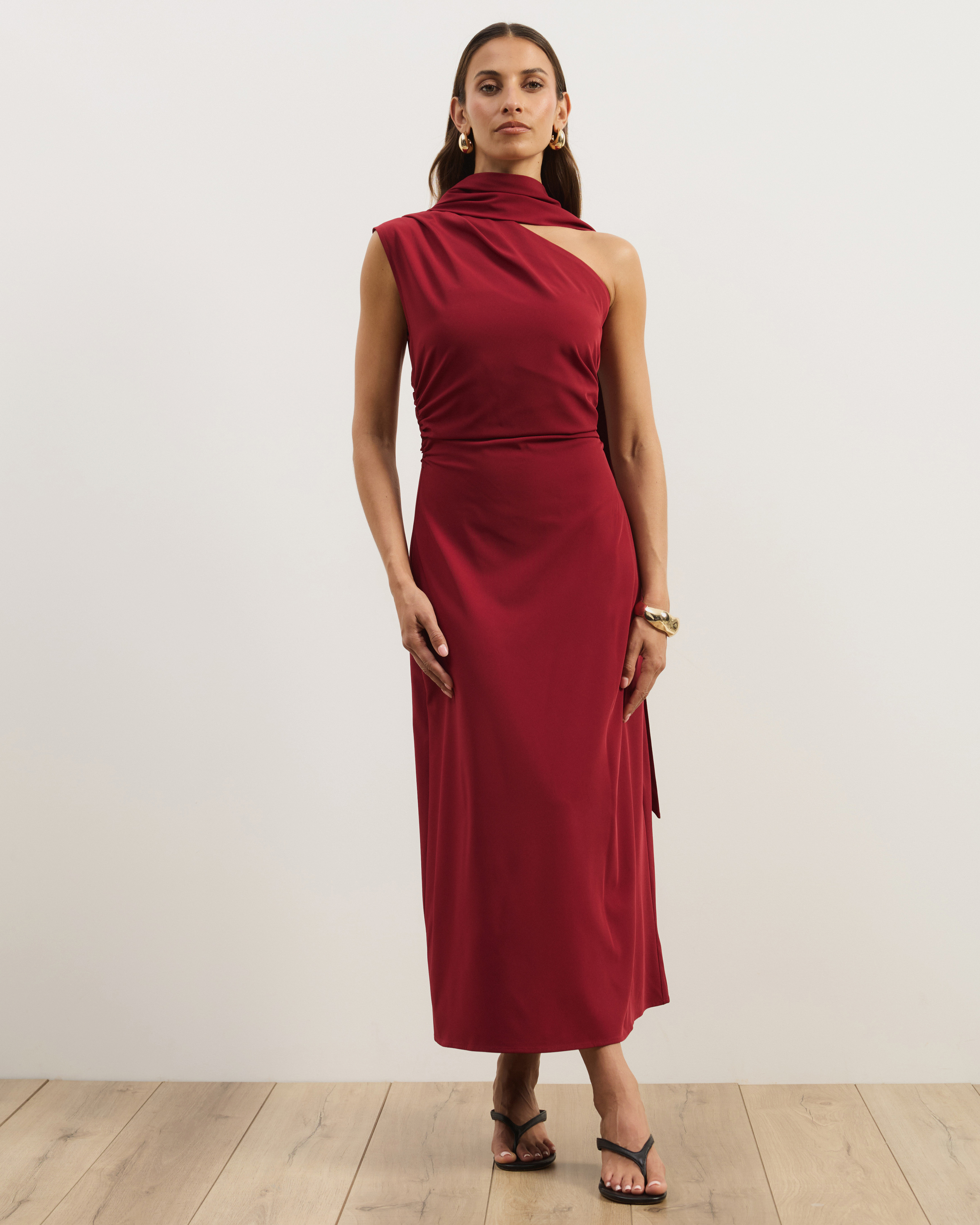 Zoey Asymmetrical Scarf Midi Dress