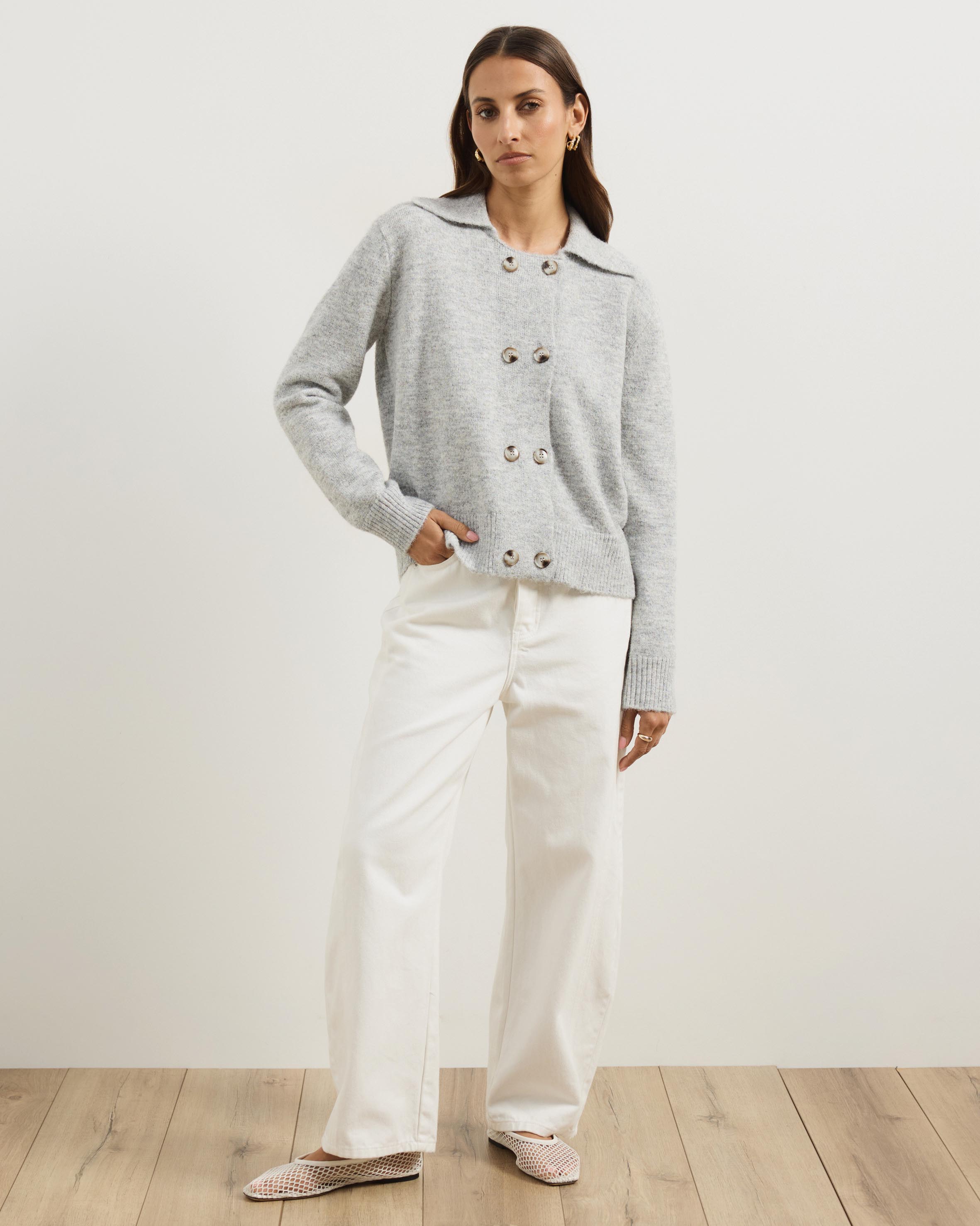 Aspen Knit Wrap Cardigan With Collar