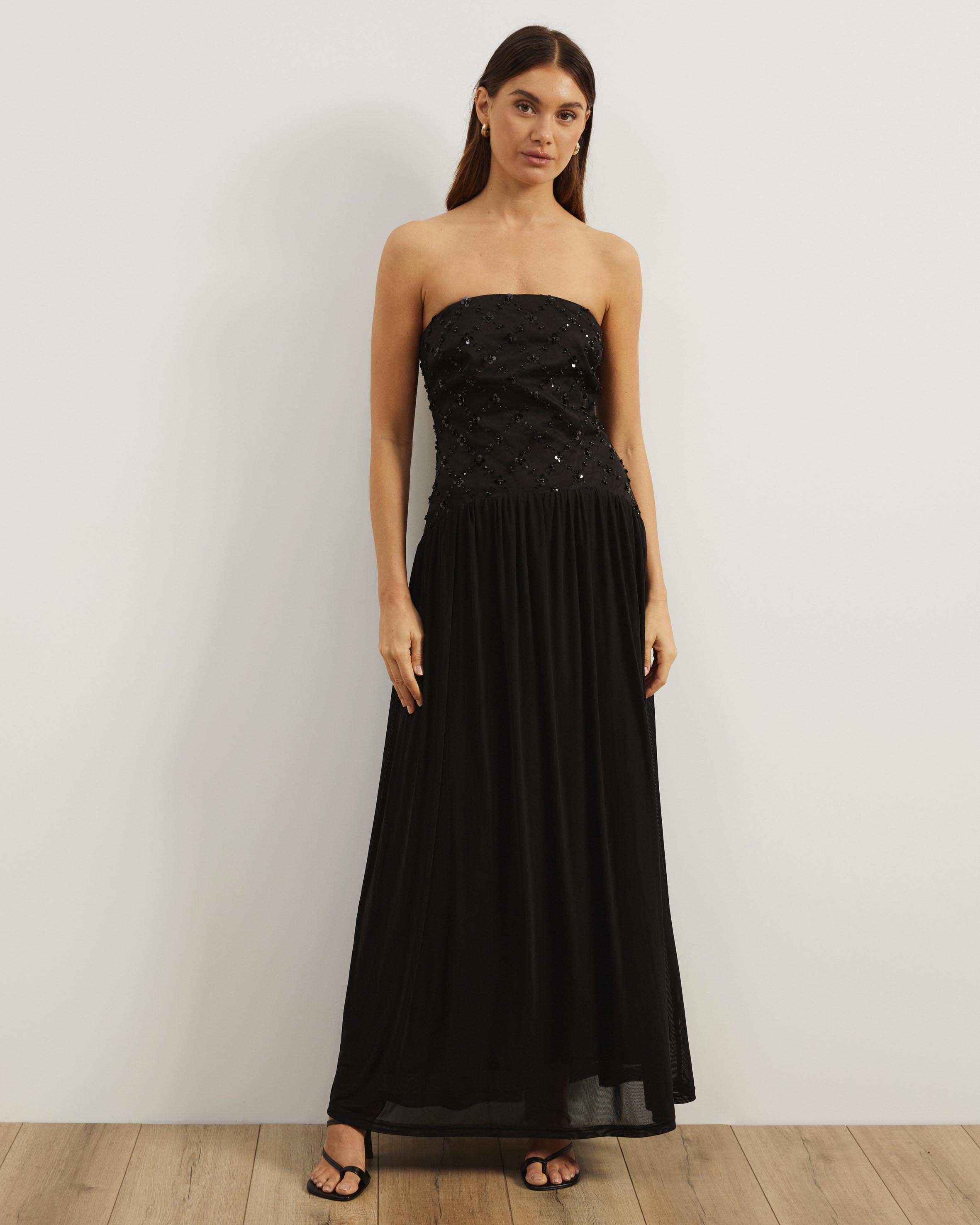 Freya Beaded Mesh Maxi Dress