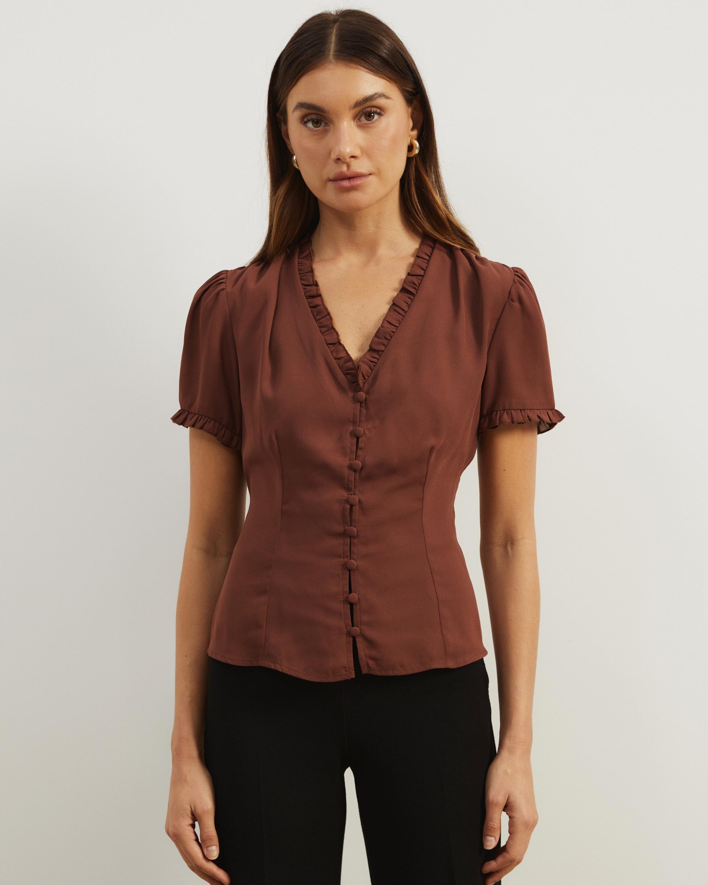 Meadow V-Neck Ruffle Blouse