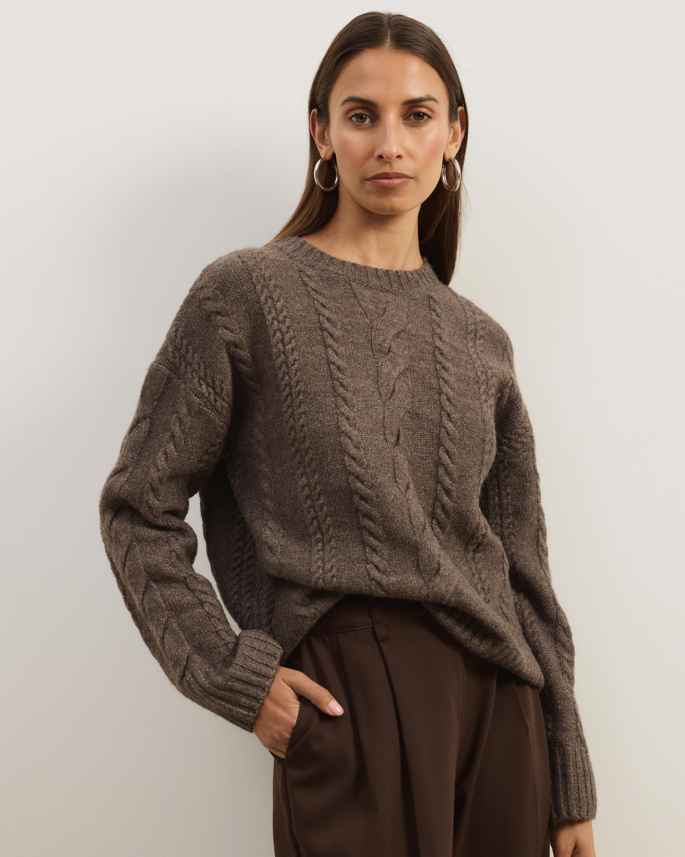 Drew Oversized Textured Cable Knit Jumper