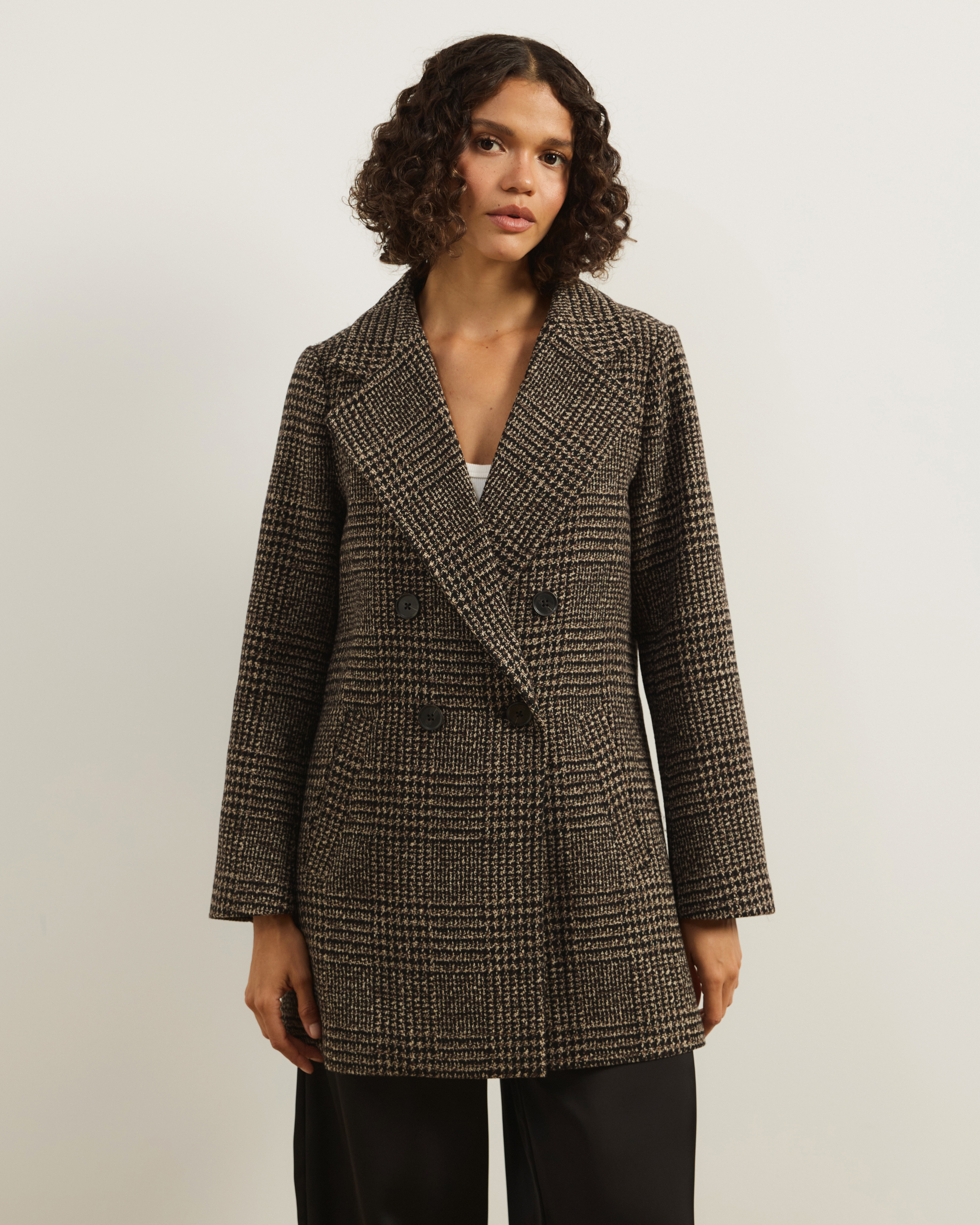 Laura Check Wool Blend Coat
