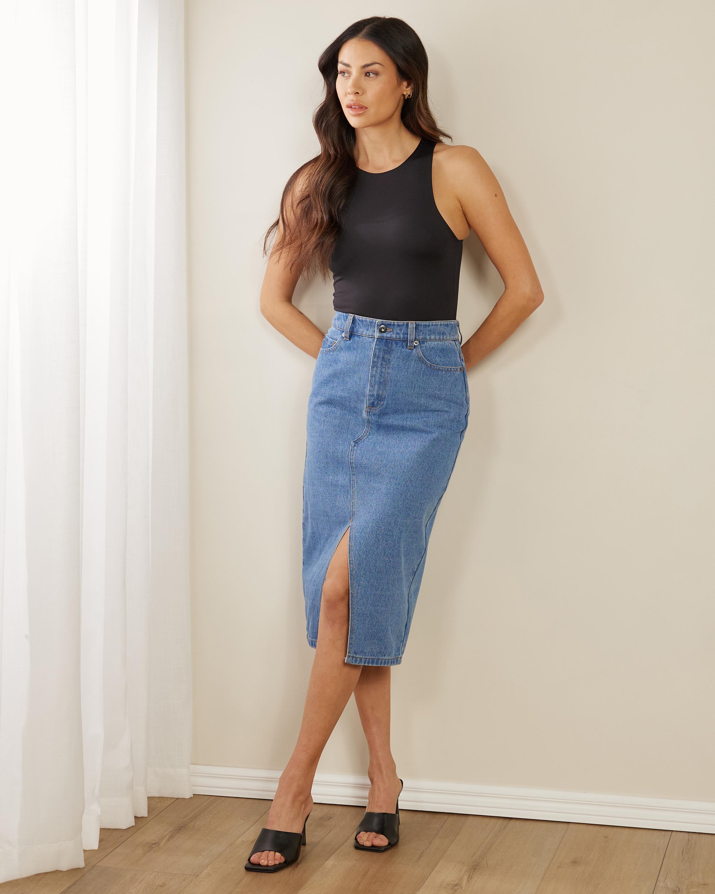Payton Midi Denim Skirt