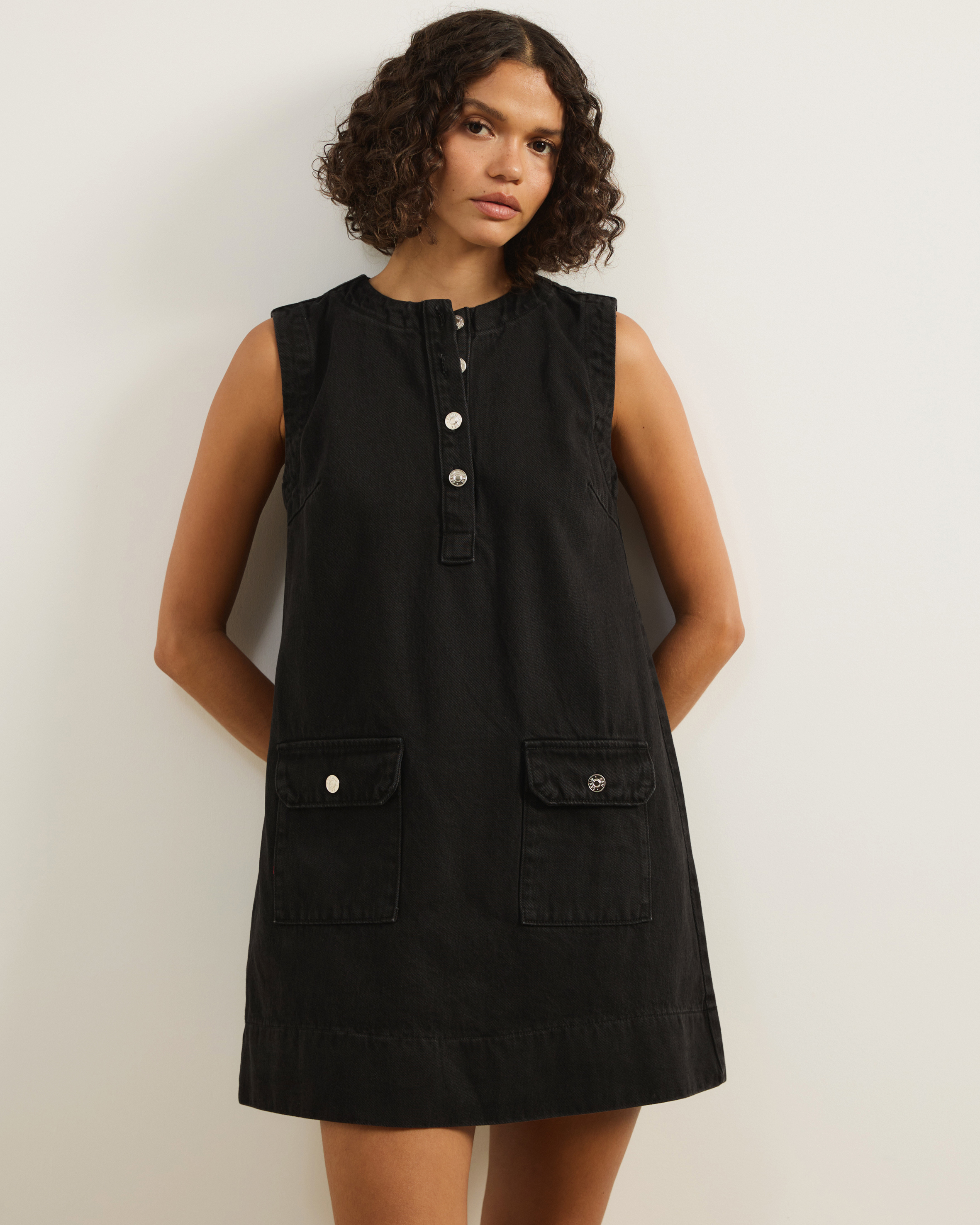 Deana A-Line Sleeveless Denim Mini Dress
