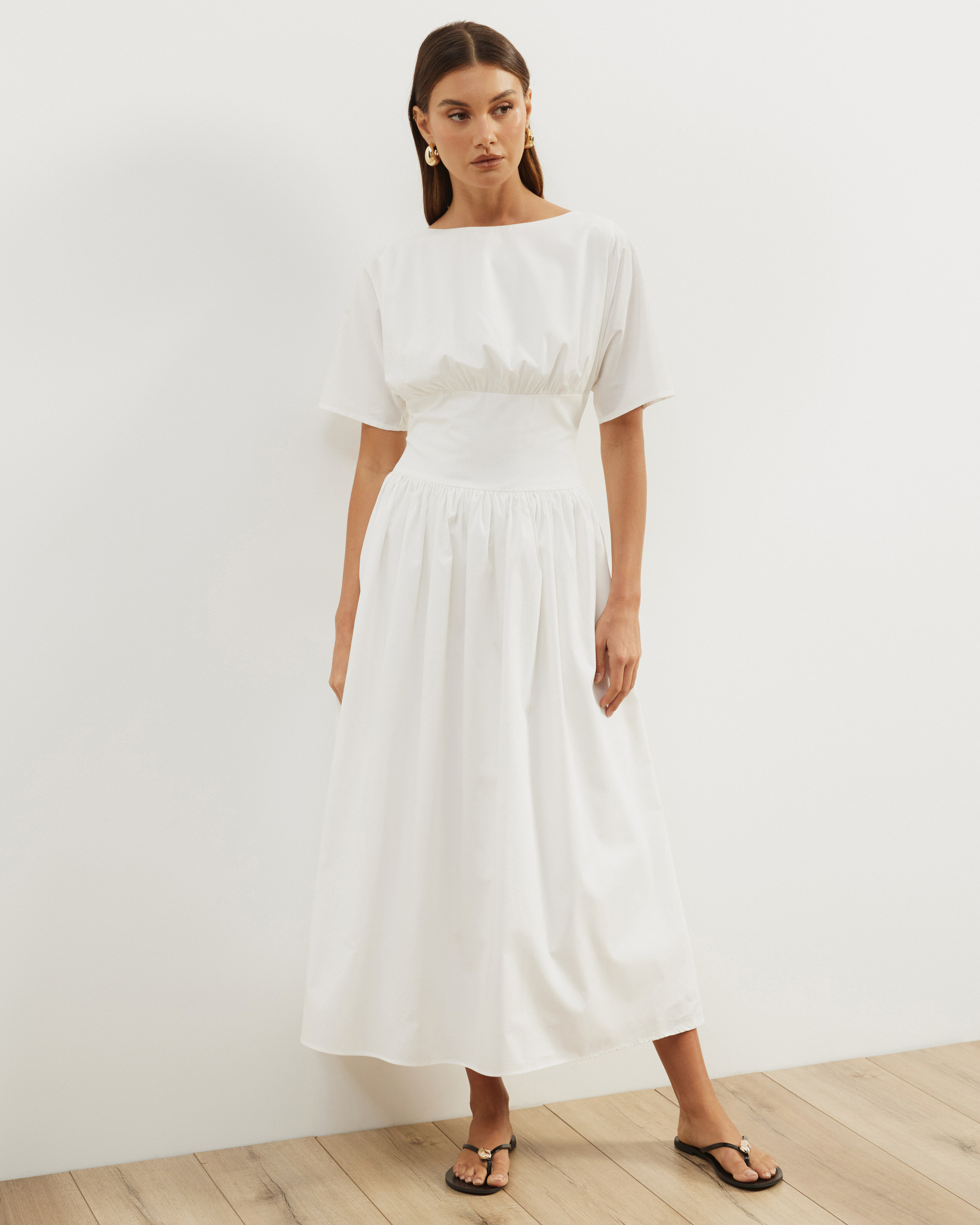 Nicky Cotton Poplin Midi Dress